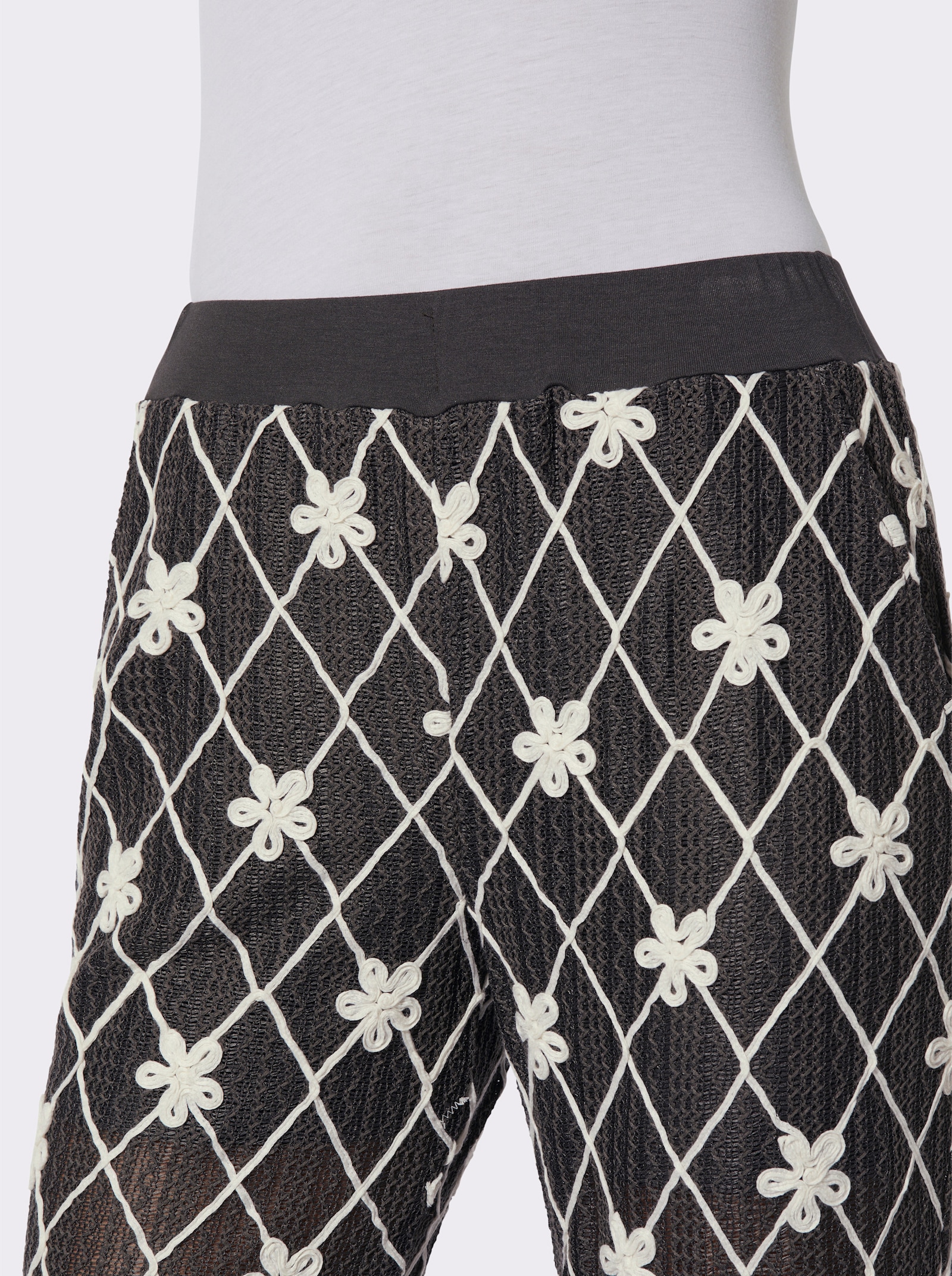 Marlene-Hose in Bändchengarn-Optik - graphit-champagner