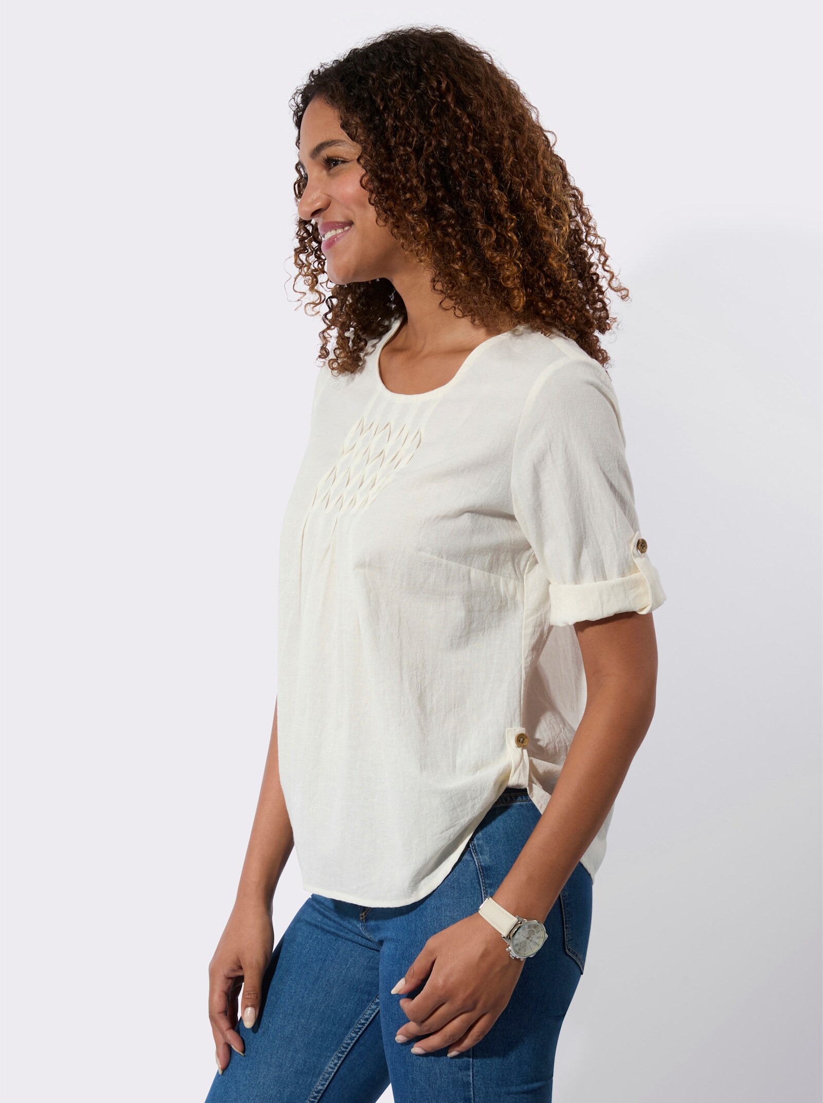 Schlupf-Bluse - ecru