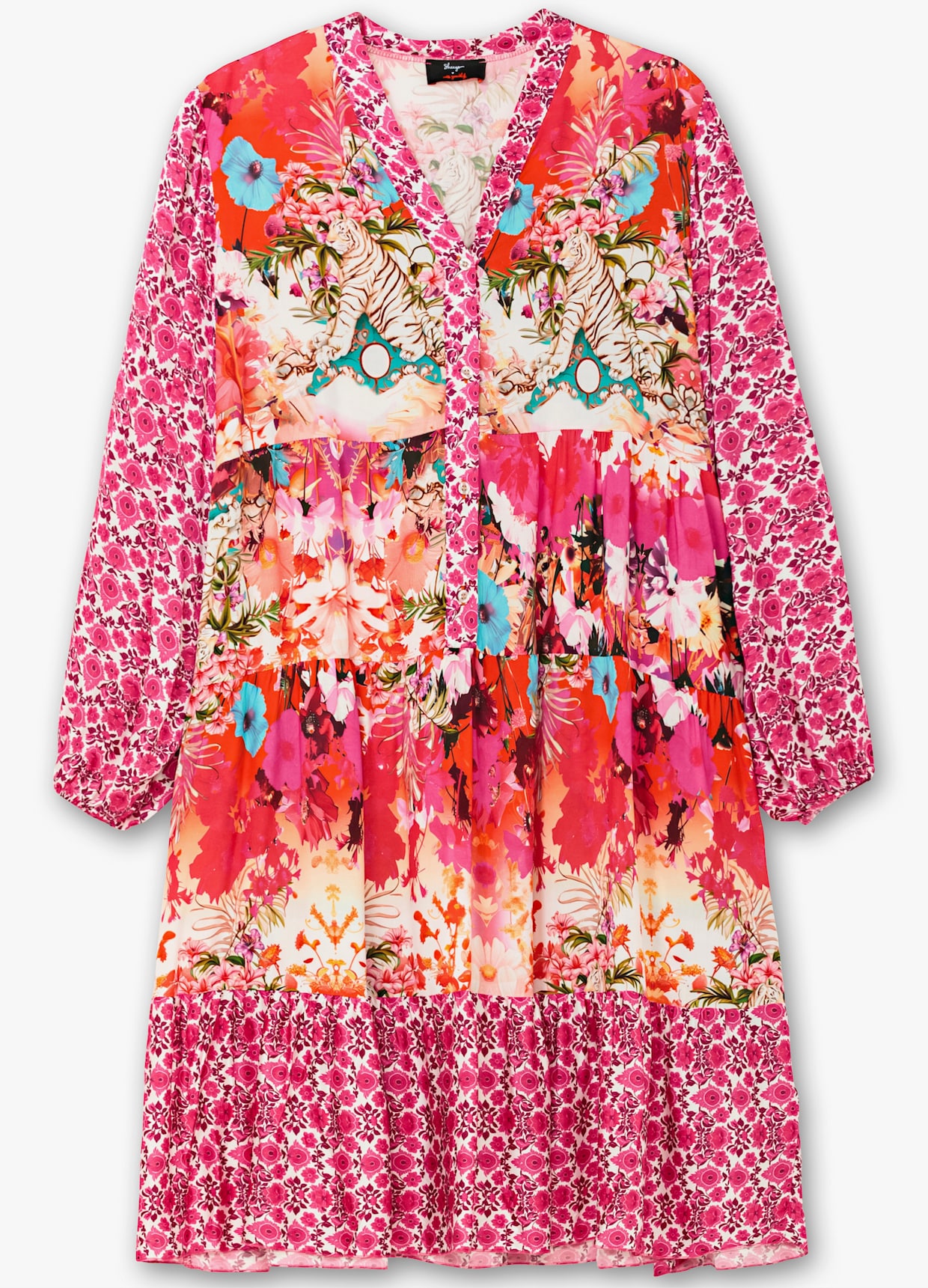 sheego loves miss goodlife Stufenkleid - rotorange-gemustert