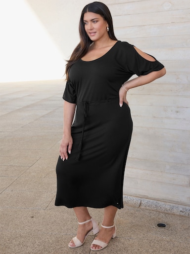 sheego Jurk in A-lijn met gekruiste bandjes achter - zwart