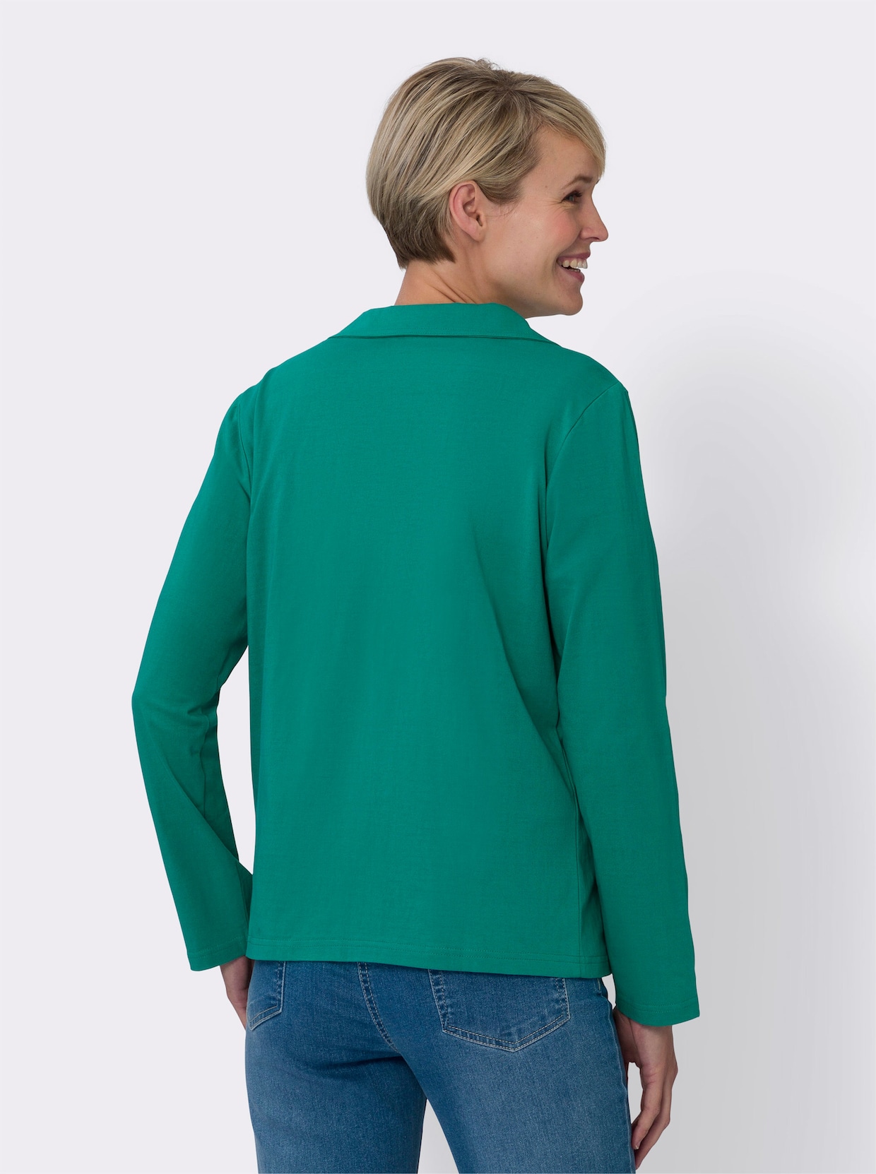 Shirt-twinset - smaragd + wit/smaragd bedrukt