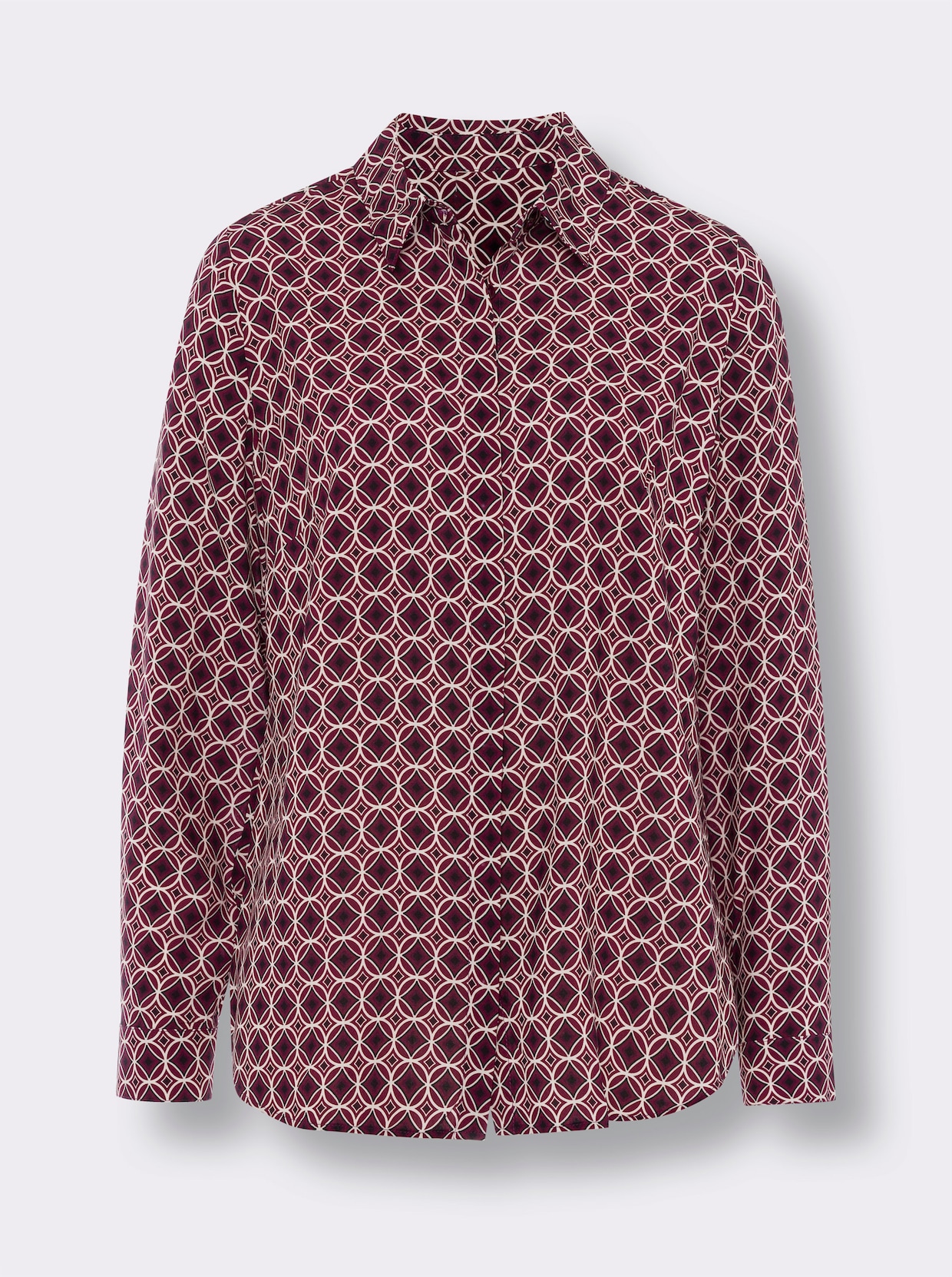 heine Overhemdblouse - ivoor/bordeaux bedrukt