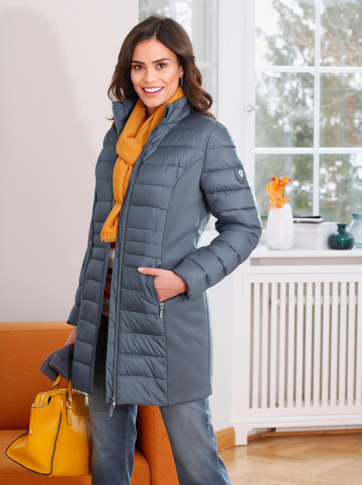 Longjacke - rauchblau