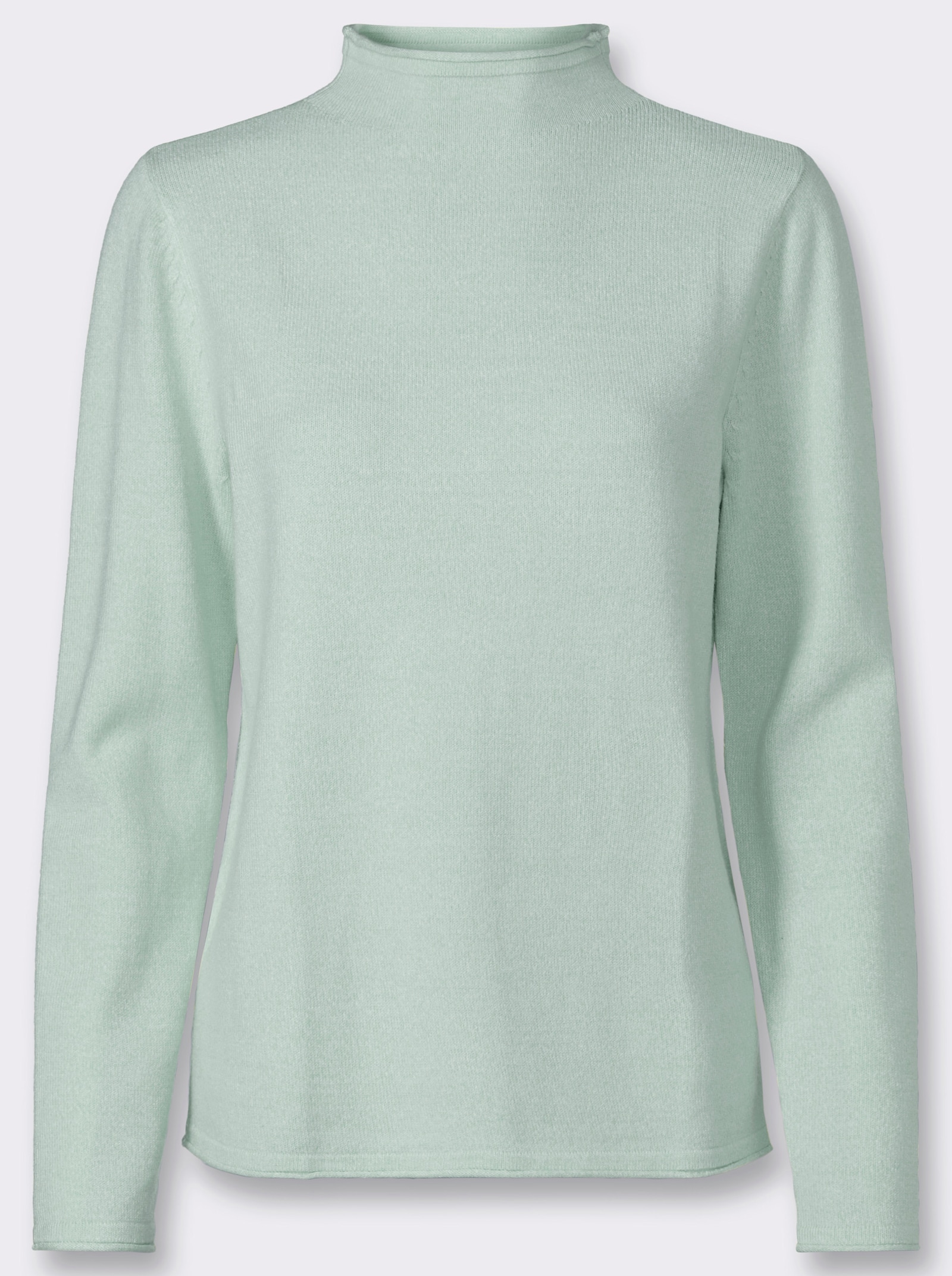  Feinstrickpullover mit Kelchkragen - kalkmint-meliert