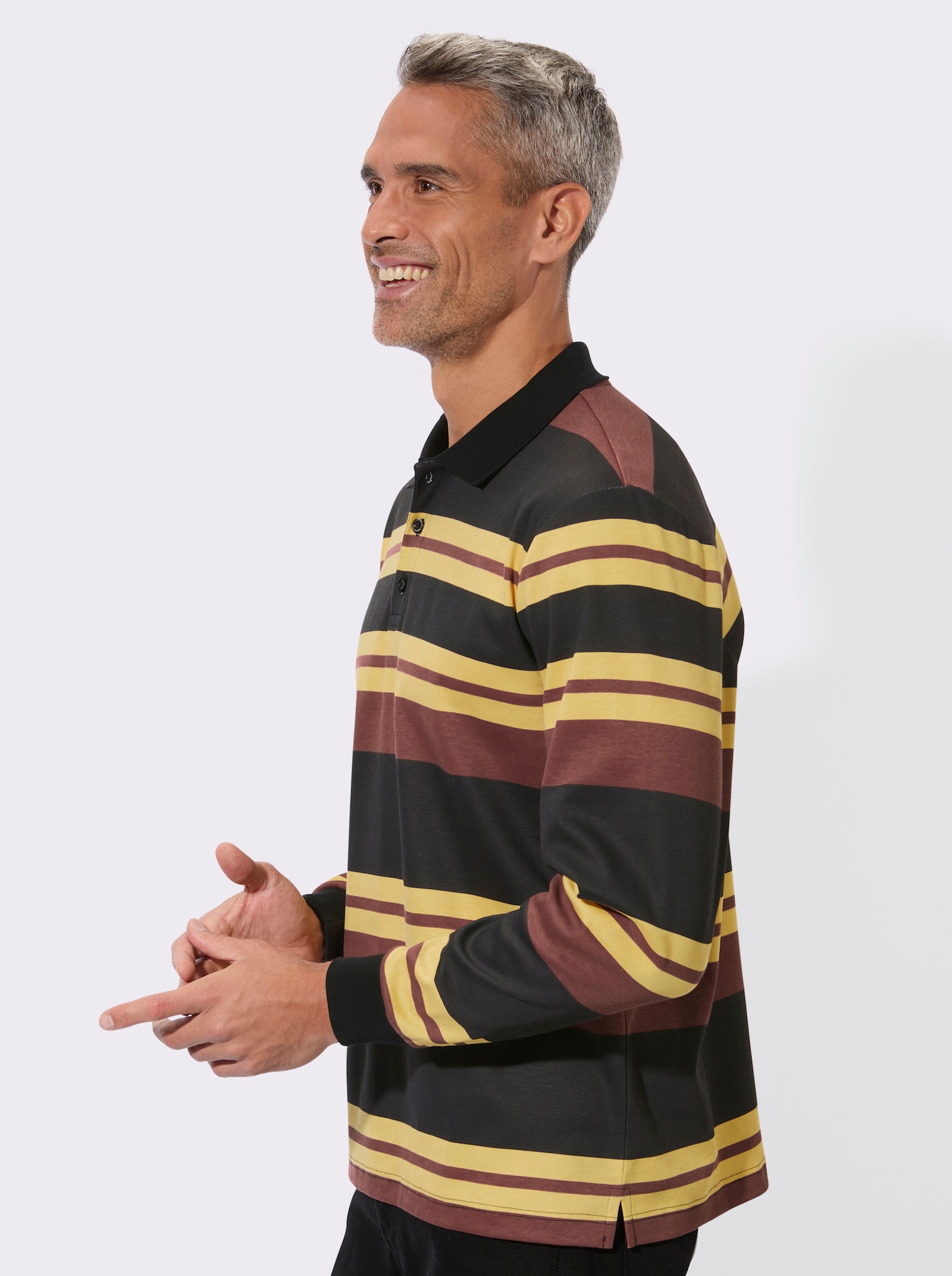 Sweatshirt im Ringel-Dessin - schwarz-rotbraun-geringelt