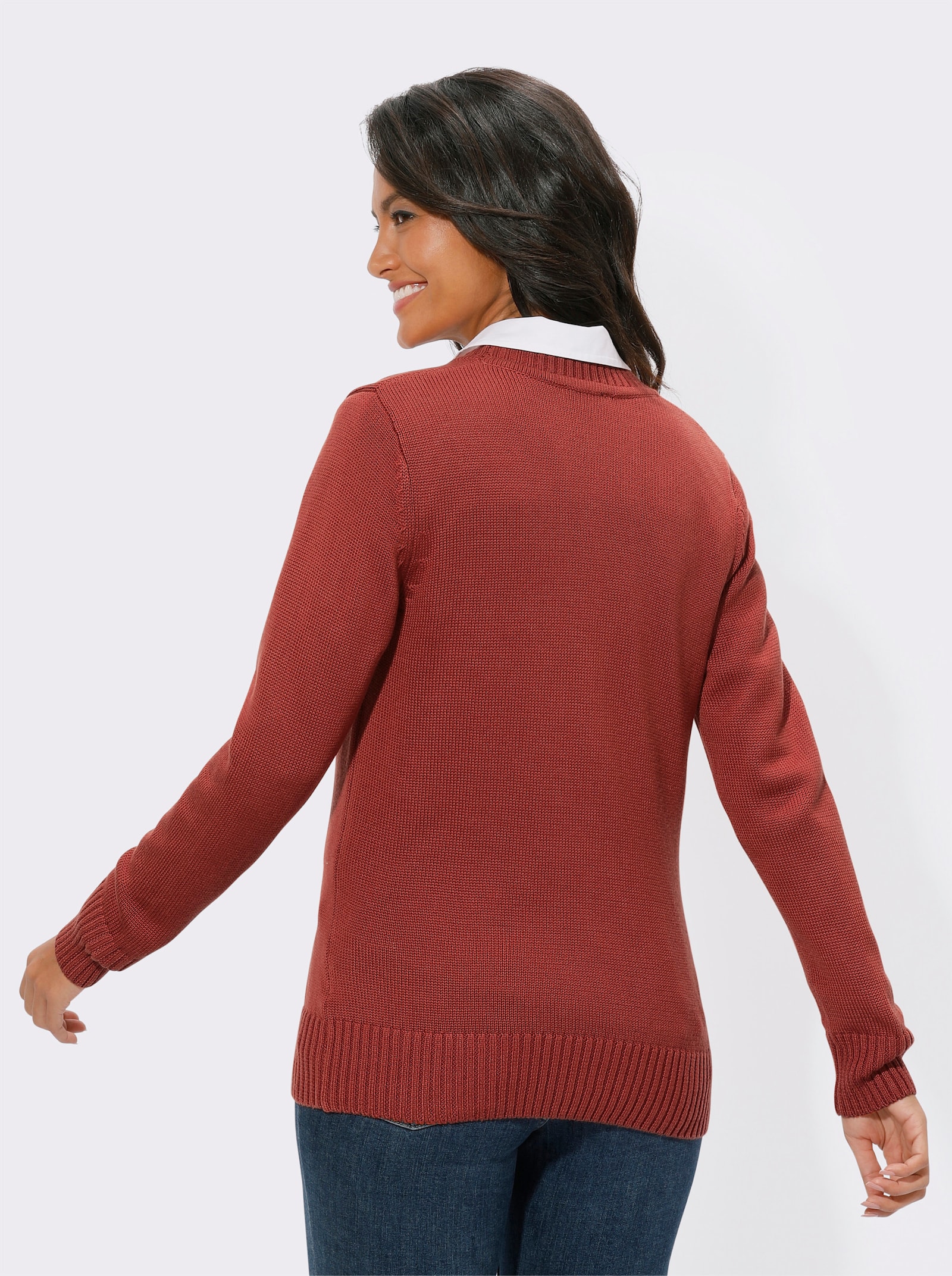 Strickjacke mit farblich abgestimmten Knöpfen - rostrot