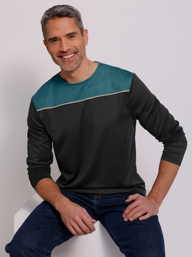 Freizeitshirt in atmungsaktiver Qualität - petrol-schwarz