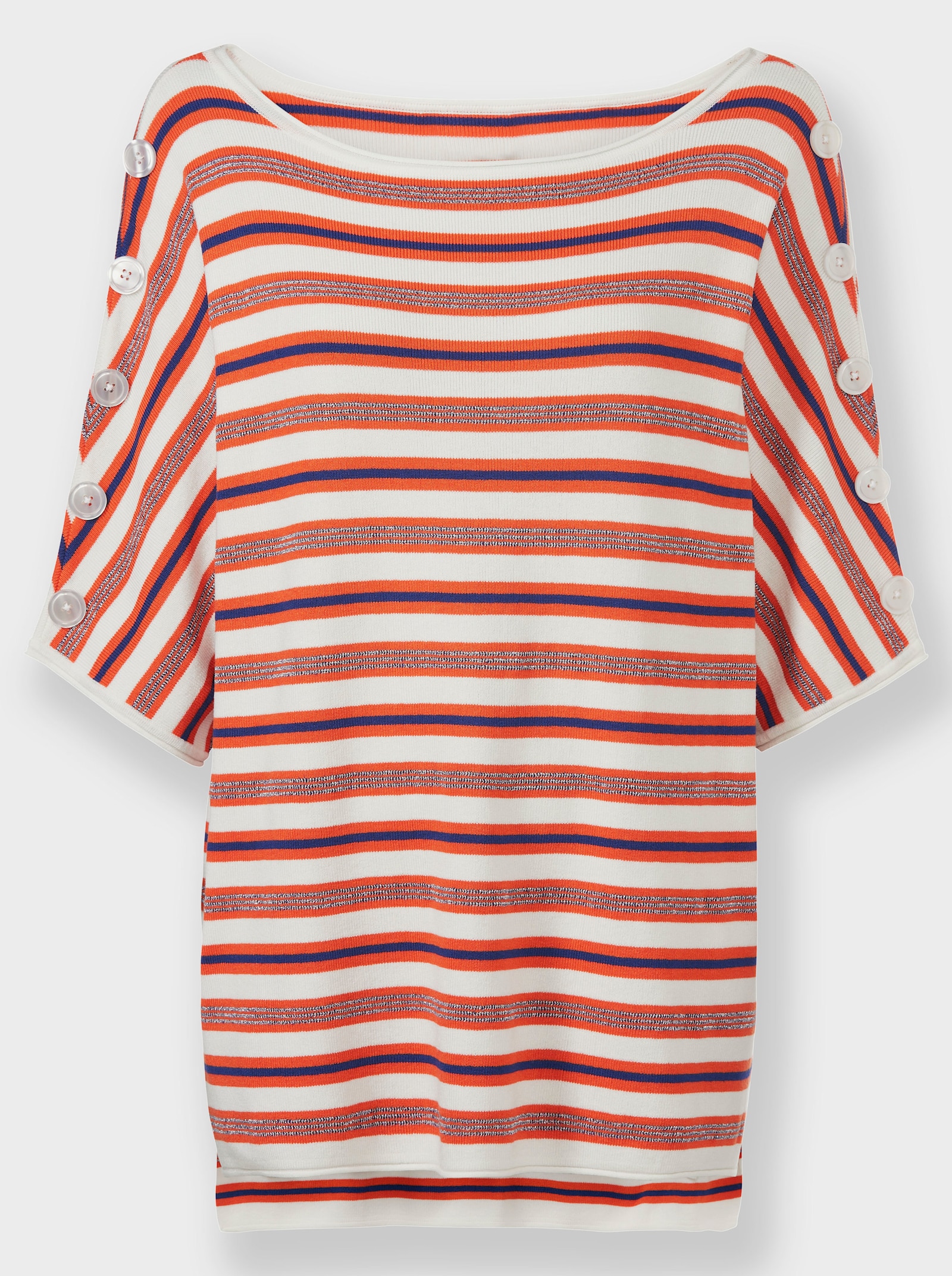 heine Gestreepte pullover met vleermuismouwen - wit/oranje gestreept