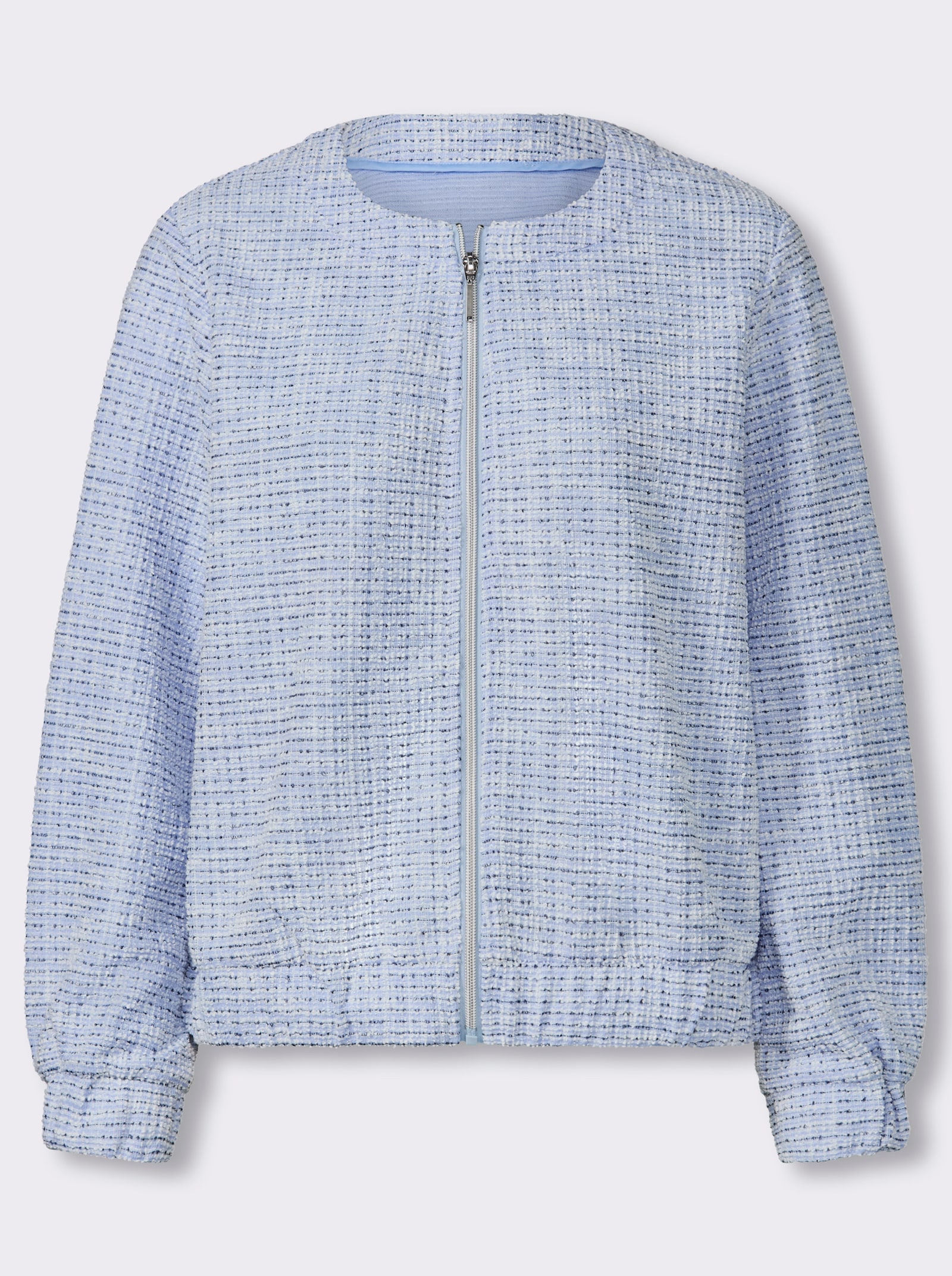Bouclé-Blazer mit Glanzgarn-Akzenten - marine-eisblau-gemustert