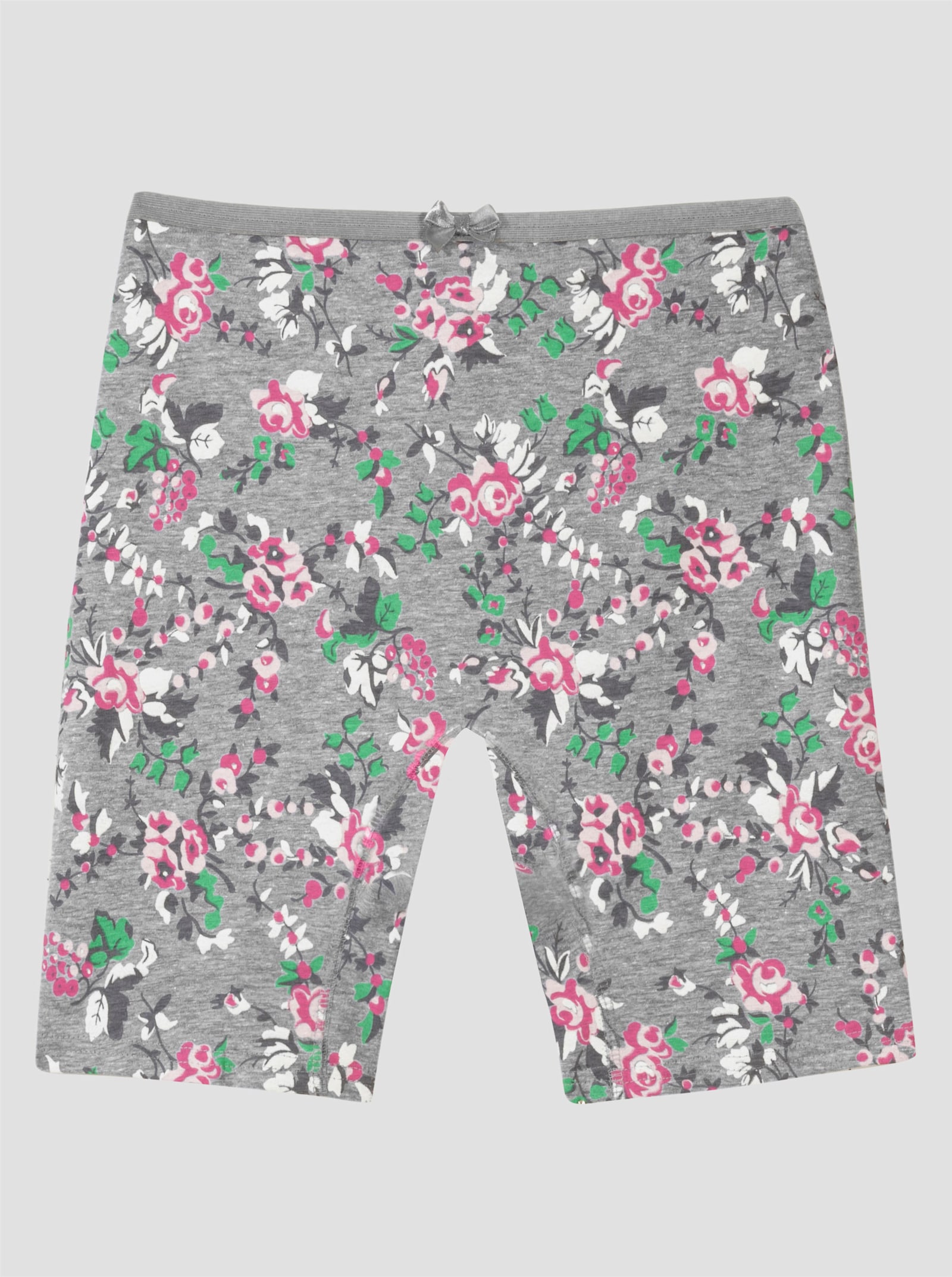 Longpanty mit Zierschleifchen - grau-meliert-bedruckt + grau-meliert + altrosa