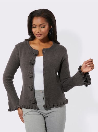 Strickjacke mit Druckknöpfen - graphit