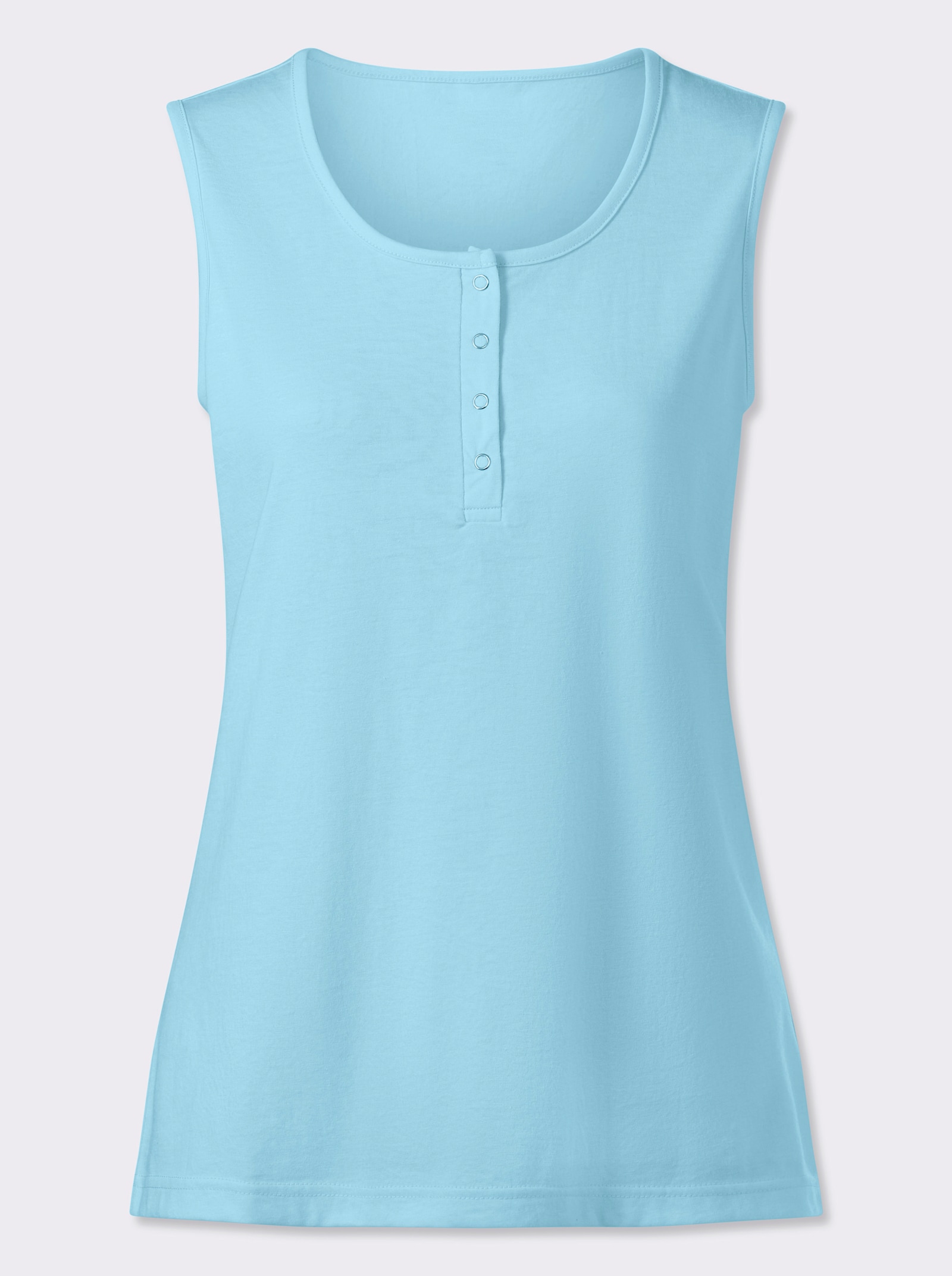 Shirttop mit kurzer Druckknopfleiste - aquamarin