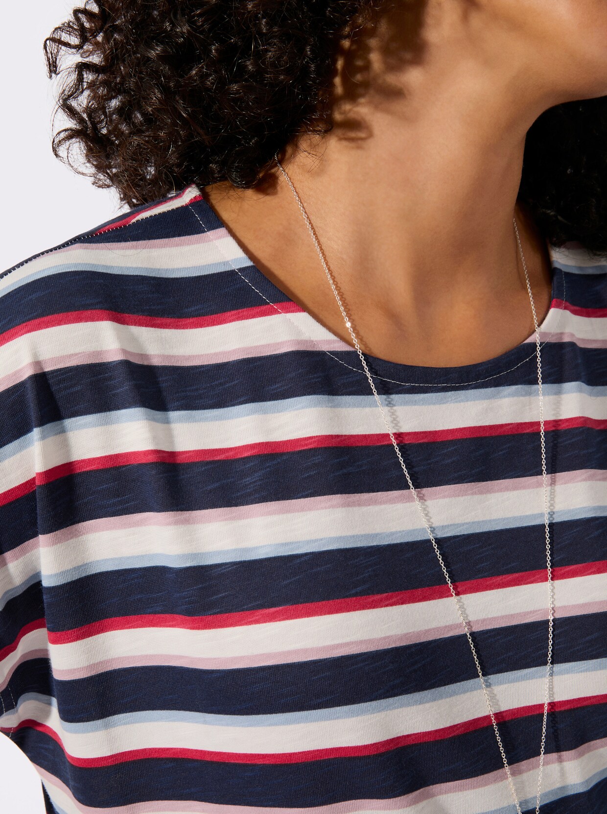 Print-Shirt im Ringel-Dessin - marine-ecru-bedruckt