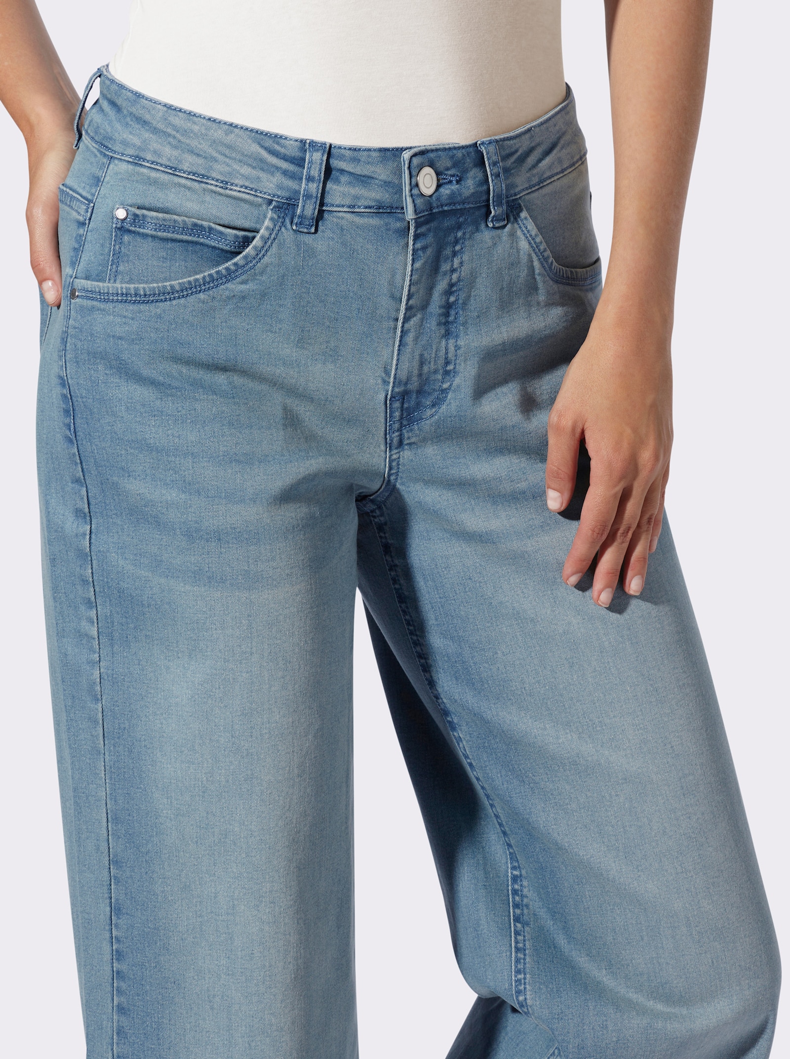 heine 5-Pocket-Jeans mit weitem Bein - blue-bleached