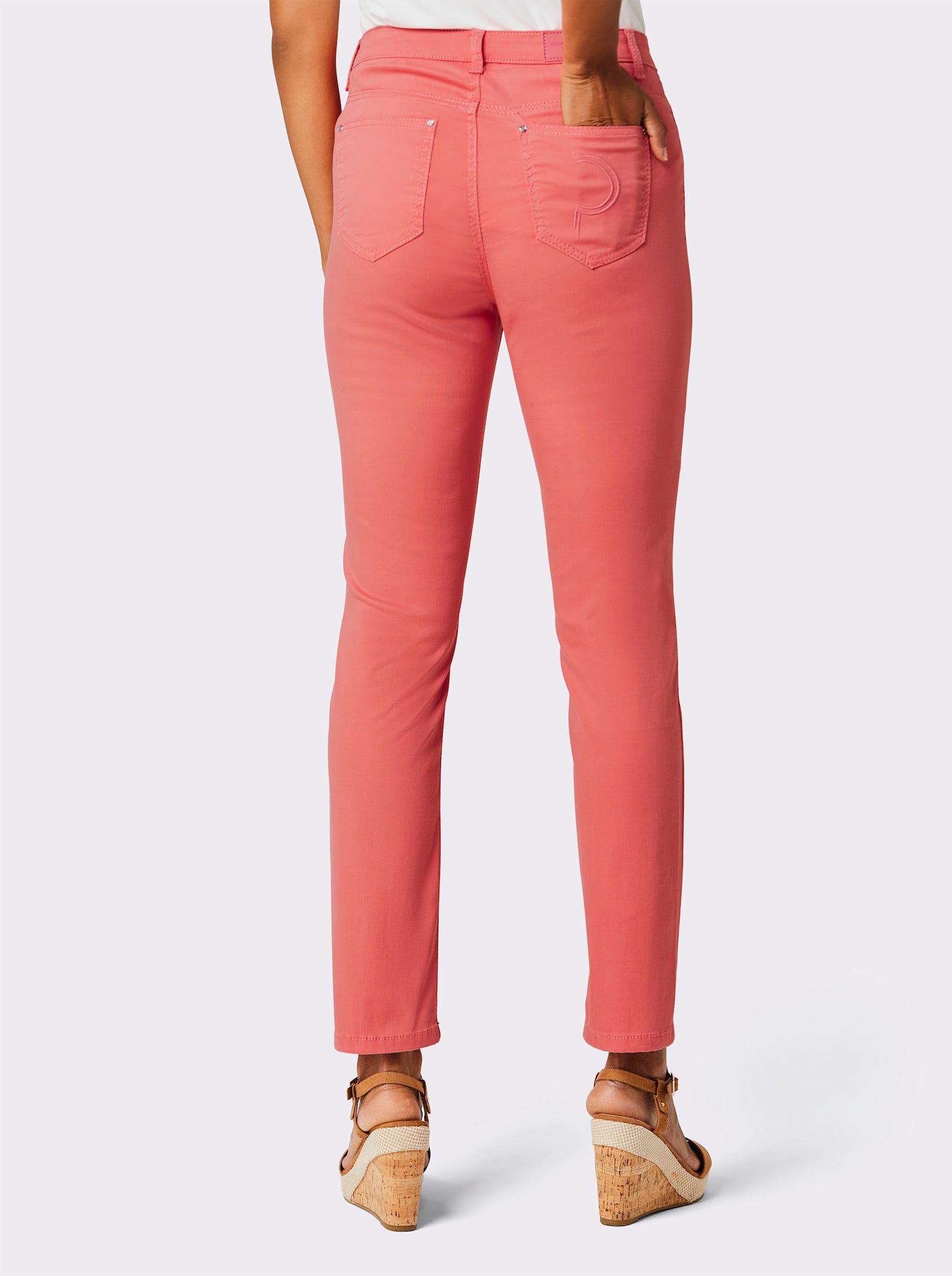 CREATION L PREMIUM 5-Pocket-Jeans in weichem Materialmix mit Lyocell - koralle