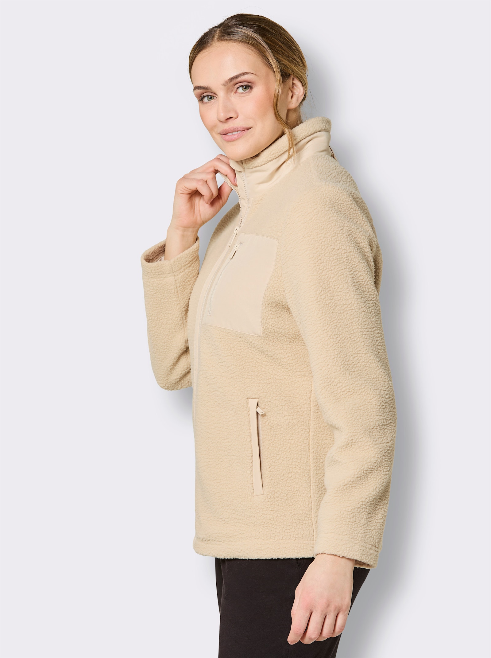 Catamaran Sports Teddy-Jacke mit 3 Reißverschluss-Taschen - sand