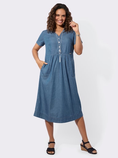 Jeanskleid aus luftiger Baumwolle - blue-bleached