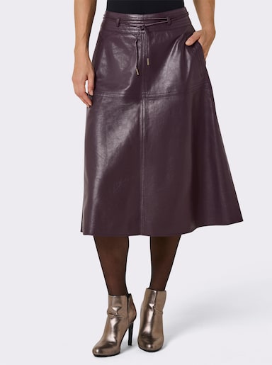 Mainpol Lederrock mit Bindegürtel - burgund