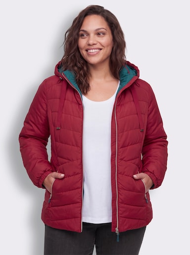 sheego Outdoorjacke mit schmeichelndem V-Steppmuster - kirsche