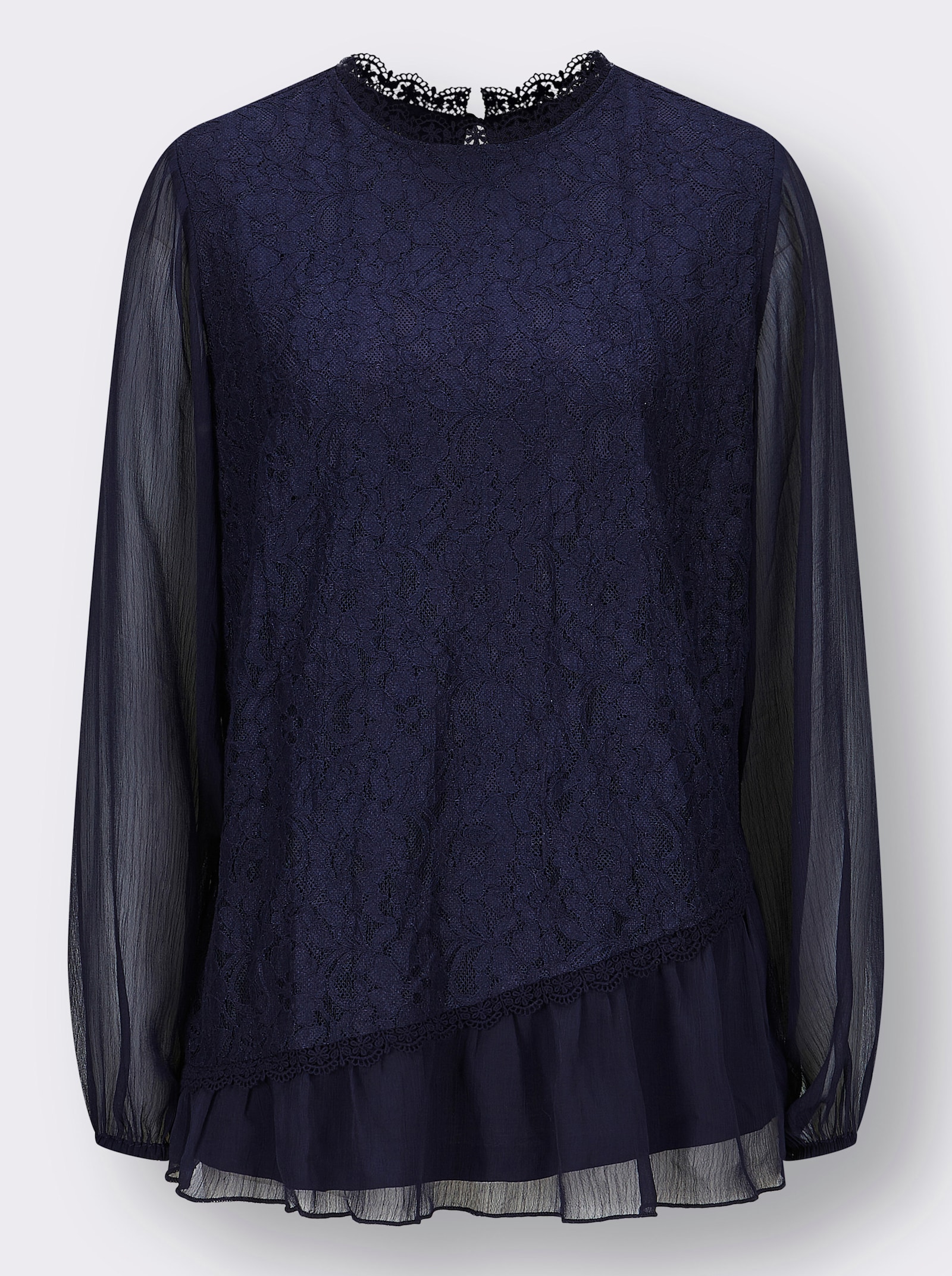 Spitzenbluse im Lagenlook - marine