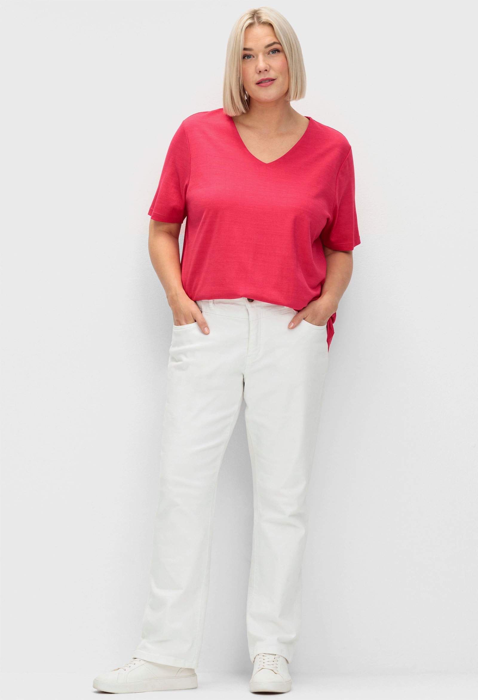 sheego T-shirt avec doublure devant - fuchsia sorbet