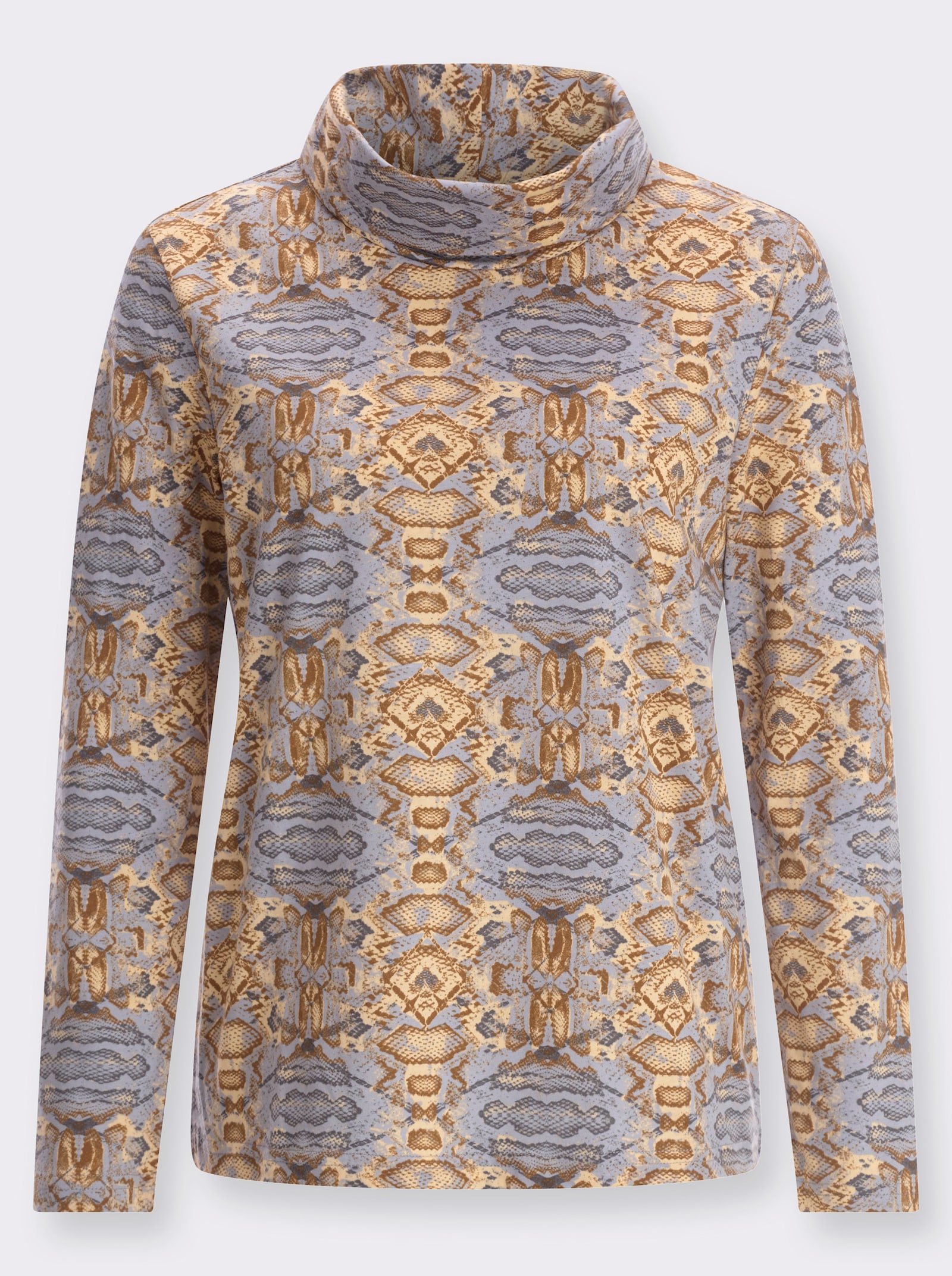 Rollkragenshirt mit langen Ärmeln - apricot-cognac-bedruckt