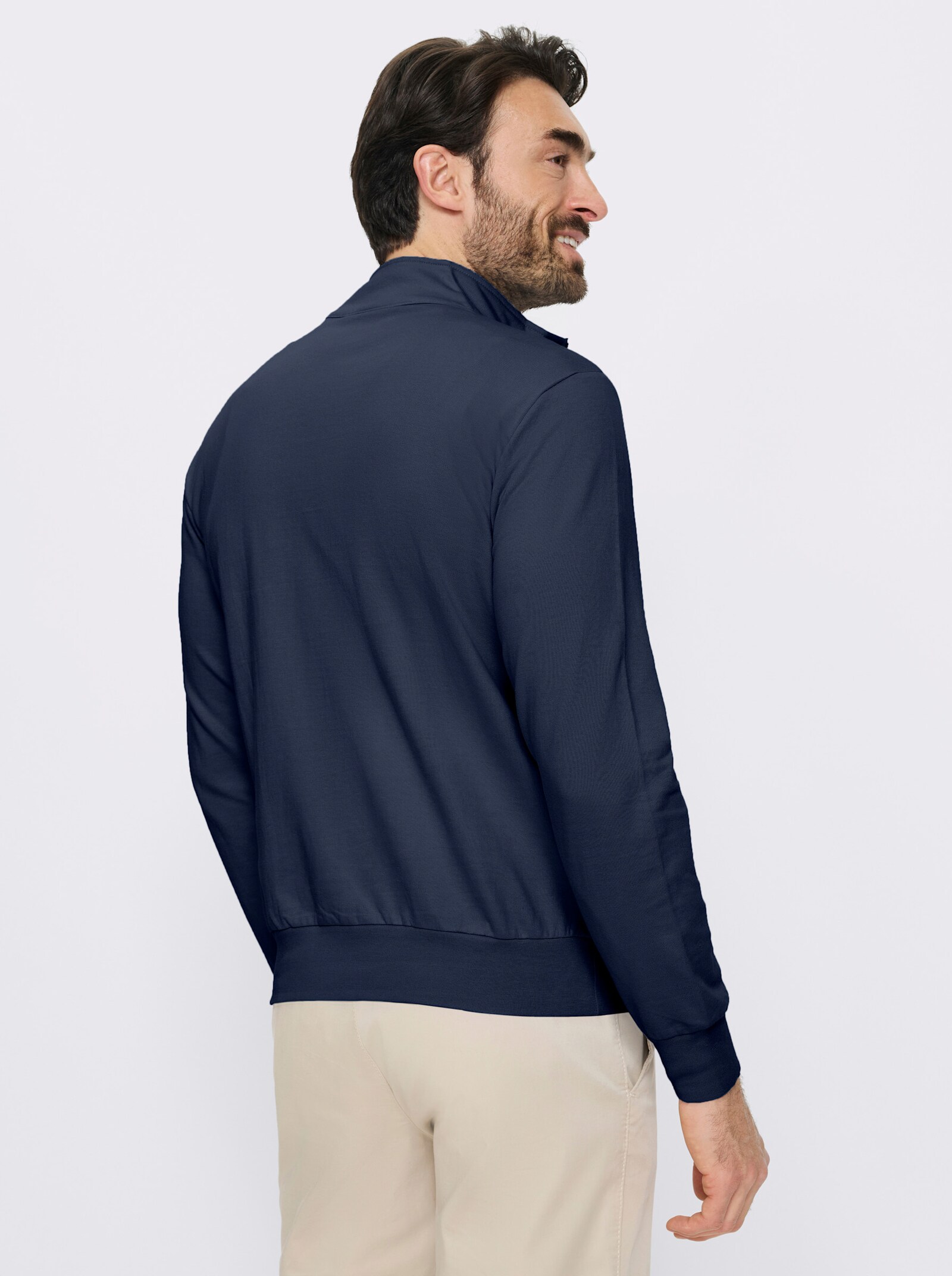 Catamaran Langarmshirt mit Stehkragen - marine