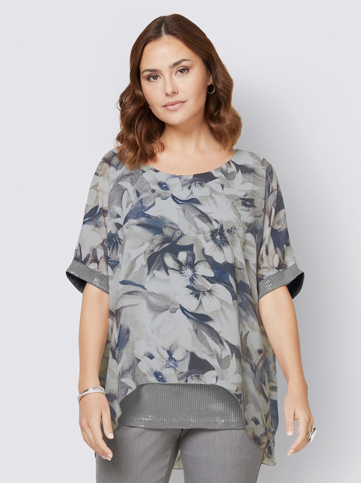 Longline blouse - ecru geprint