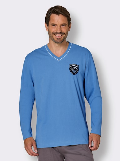 wäschepur men Schlafanzug-Shirt - mittelblau