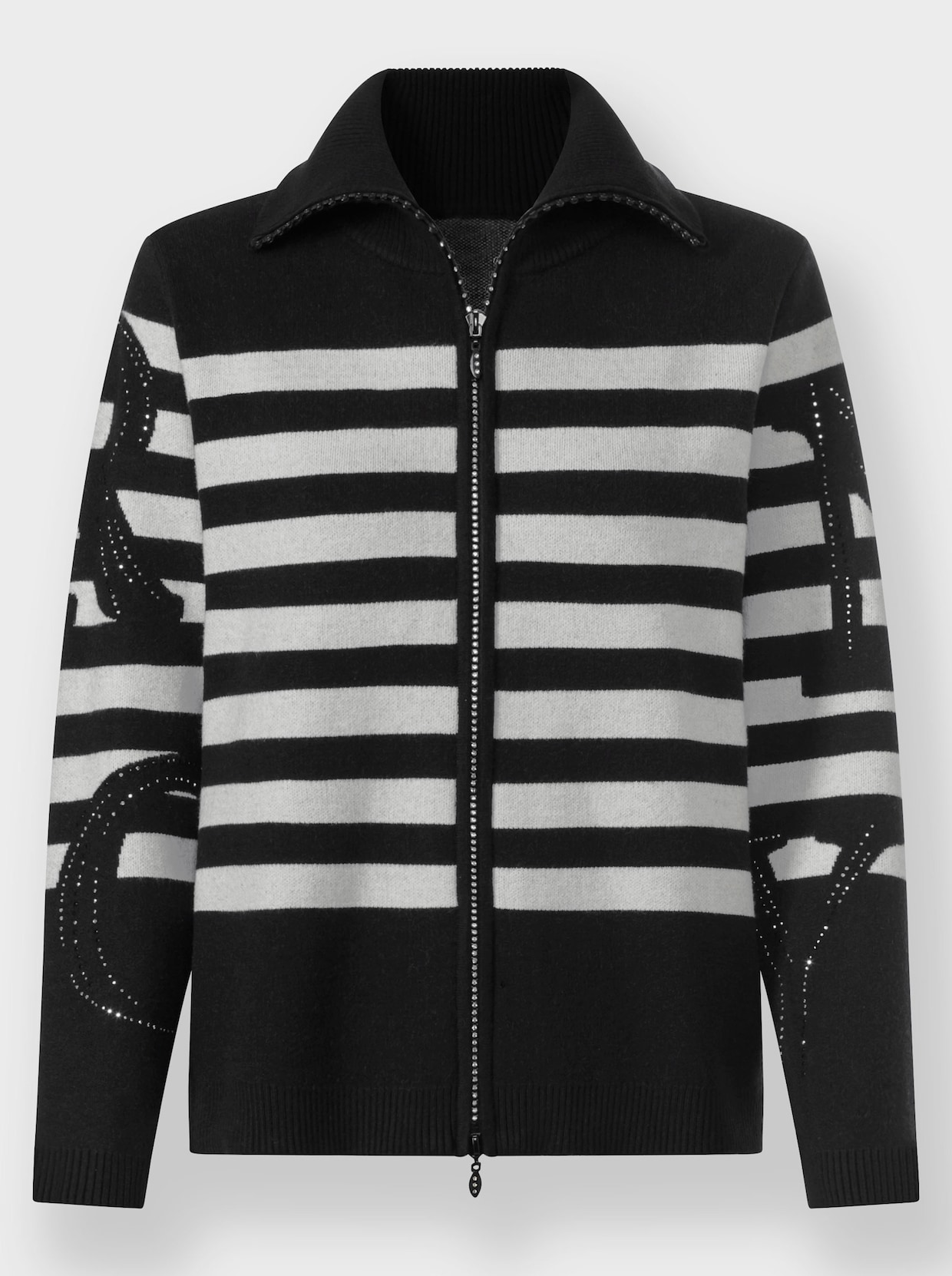 heine Strickjacke - schwarz-ecru-geringelt