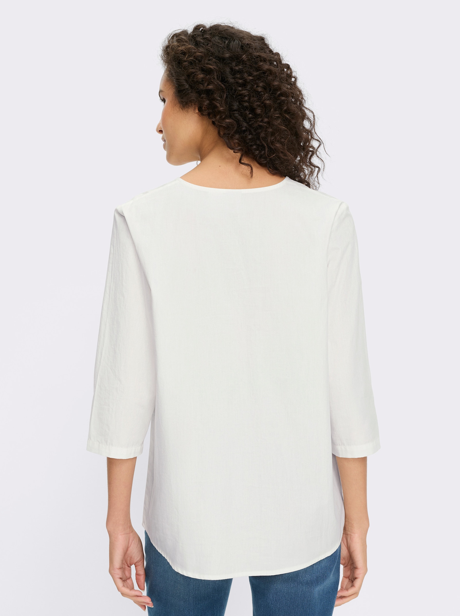 heine Katoenen blouse met pailletten - ecru