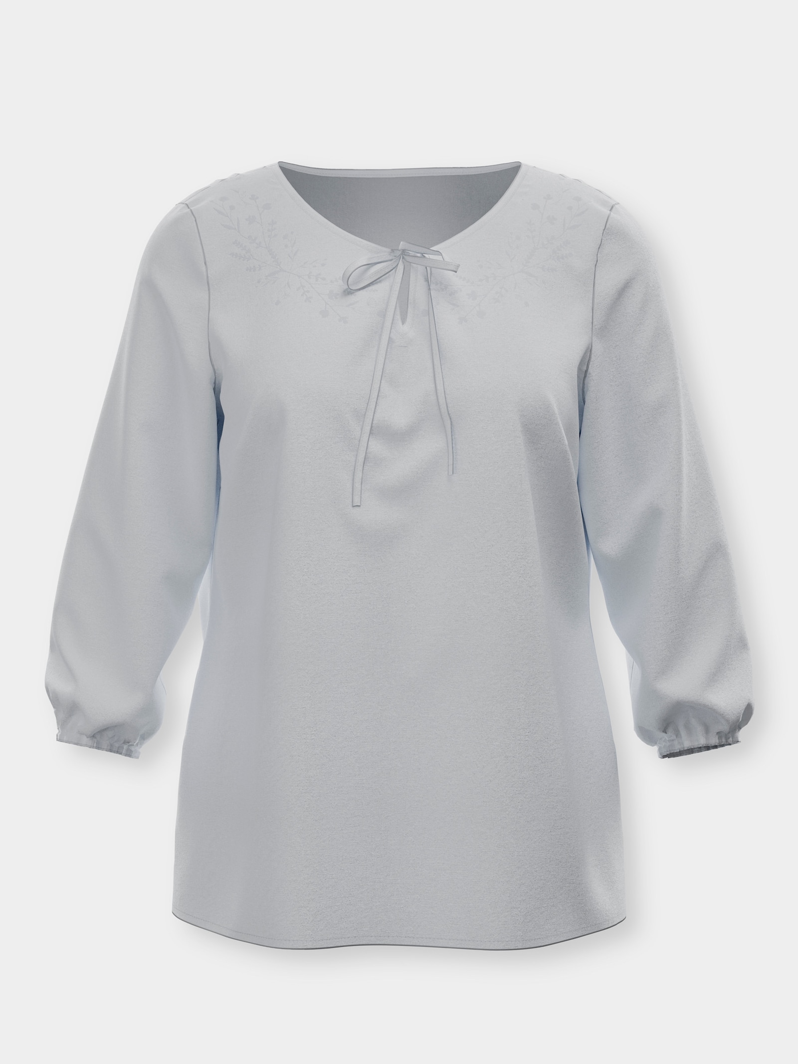 Schlupfbluse mit ton-in-ton-farbener Stickerei - ecru