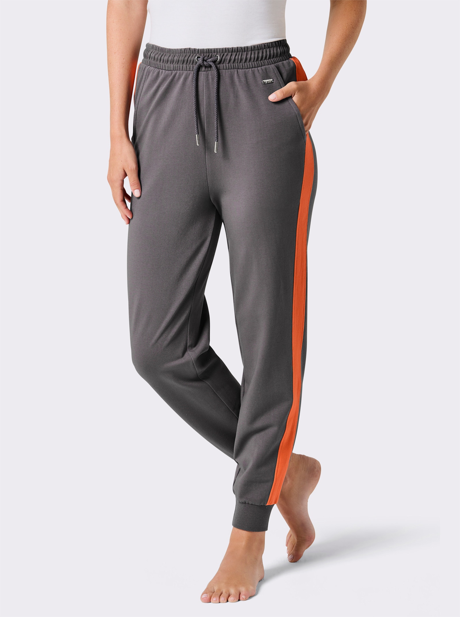 feel good Dehnbund-Hose - anthrazit-orange