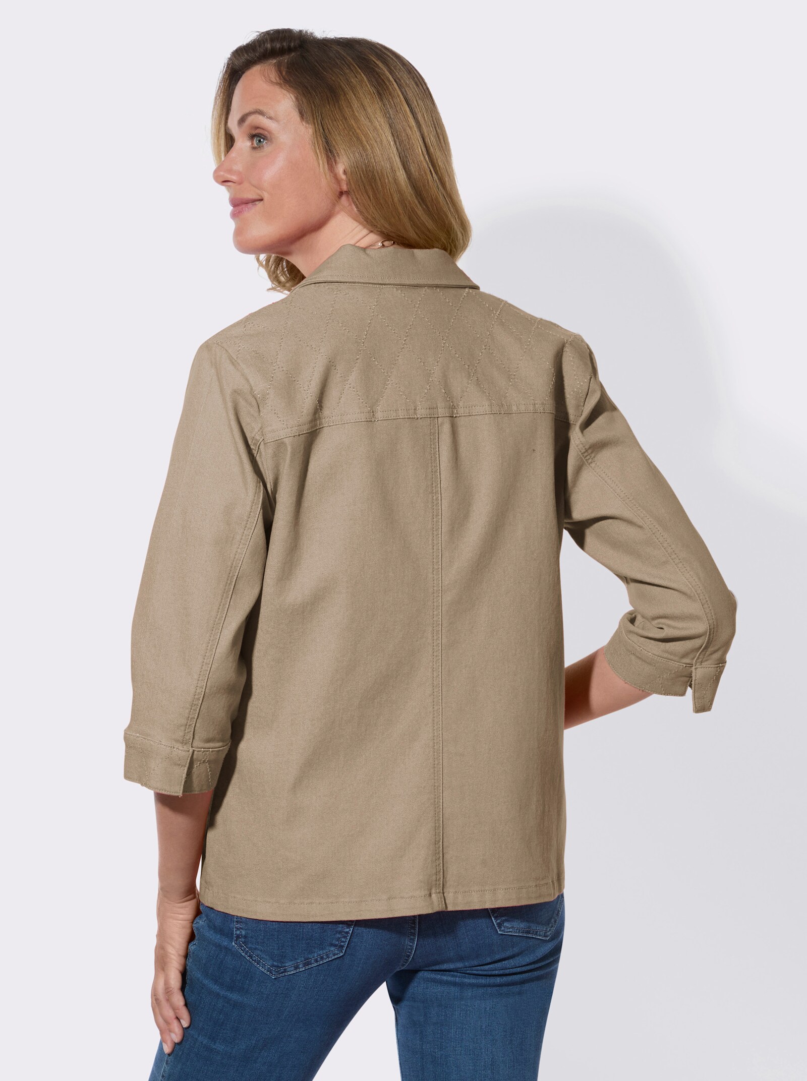 Jeansjacke aus Baumwoll-Stretch - beige