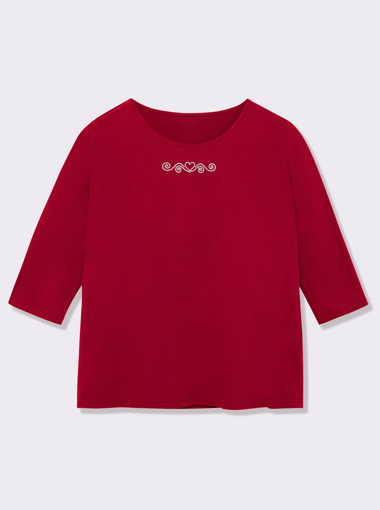 3/4-Arm-Shirt mit Ziersteinchen - rot