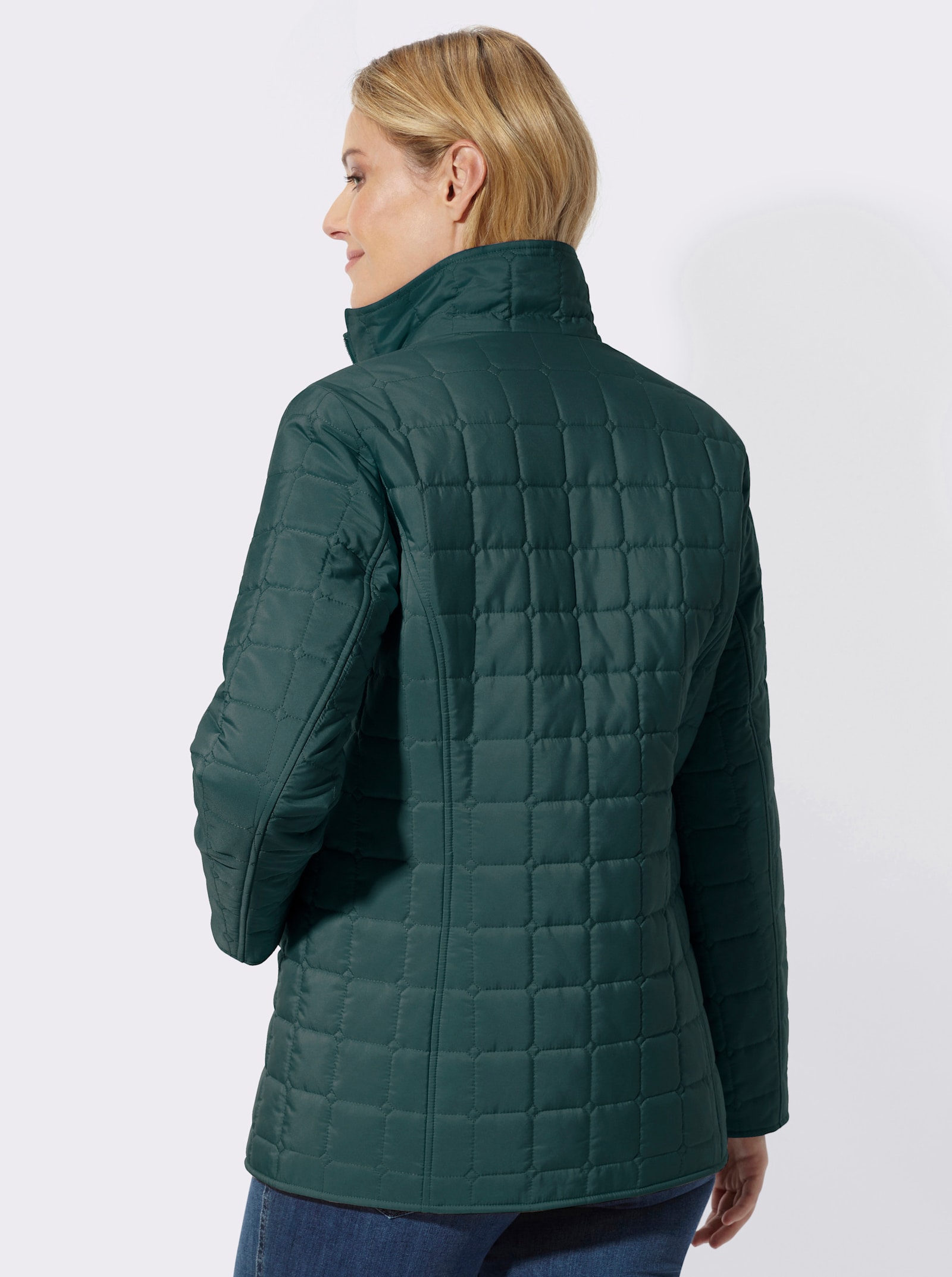 Steppjacke mit quadratischem Steppmuster - petrol