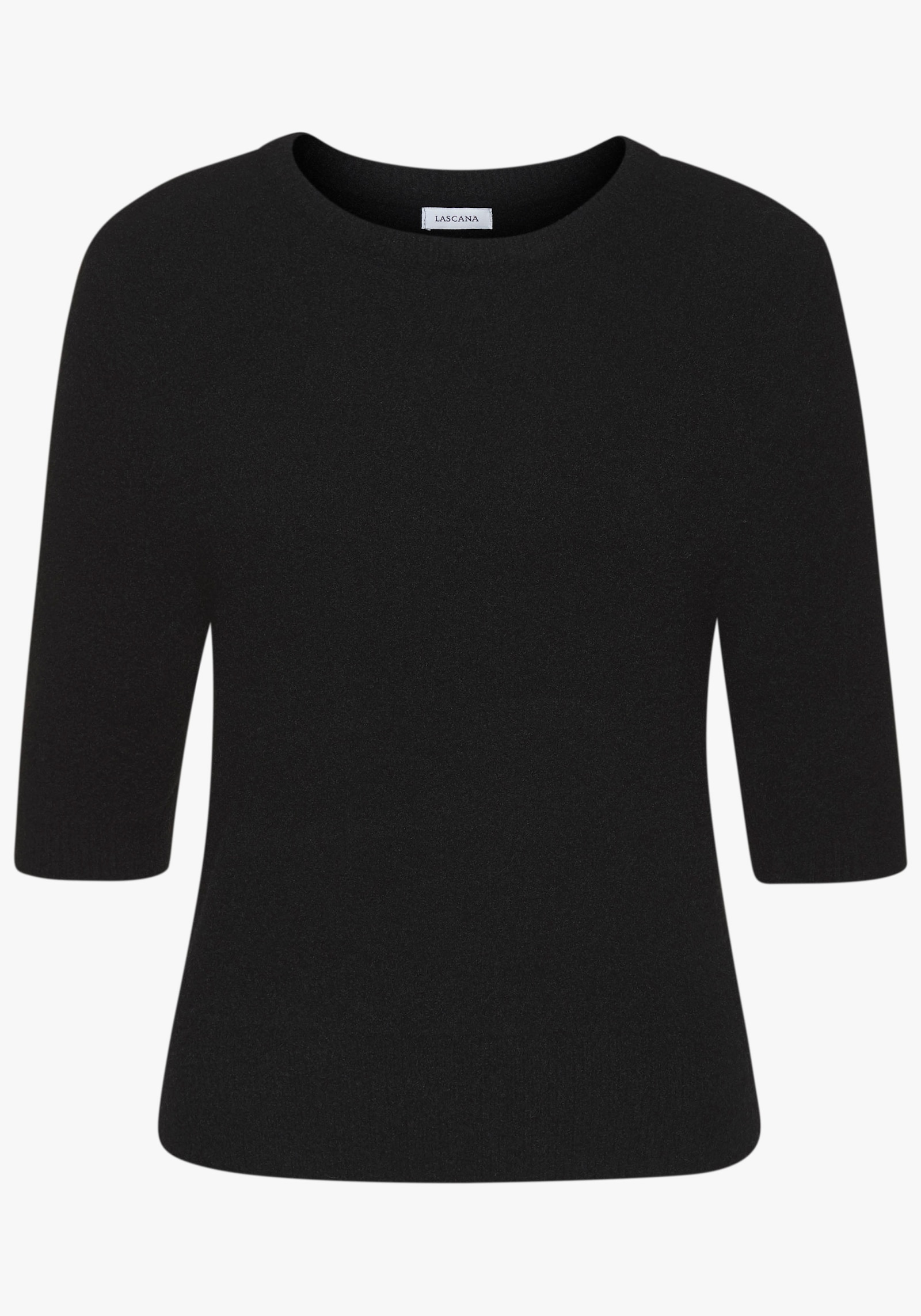 LASCANA Kurzarmpullover - schwarz