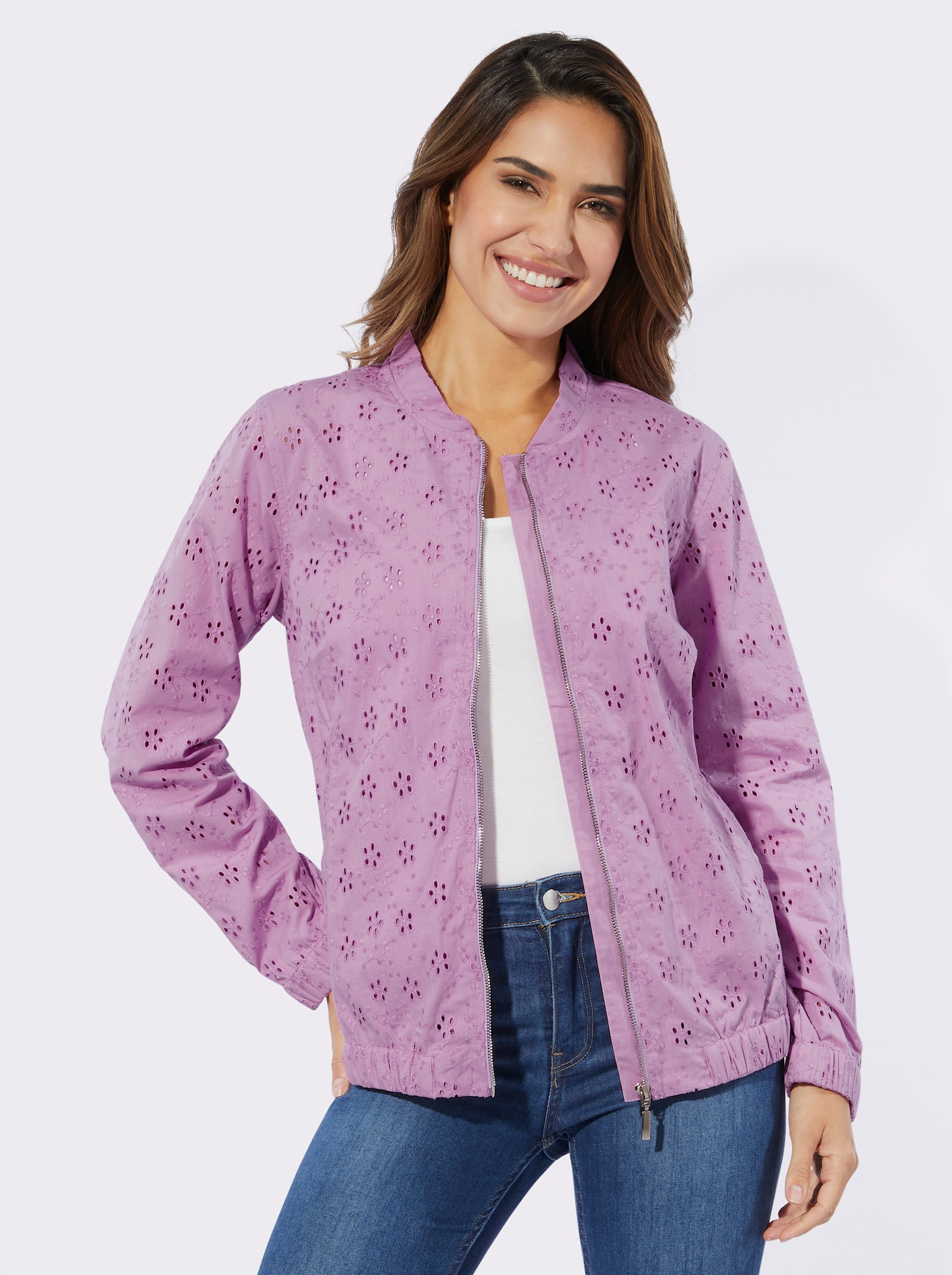 Blazer mit Lochstickerei - orchidee