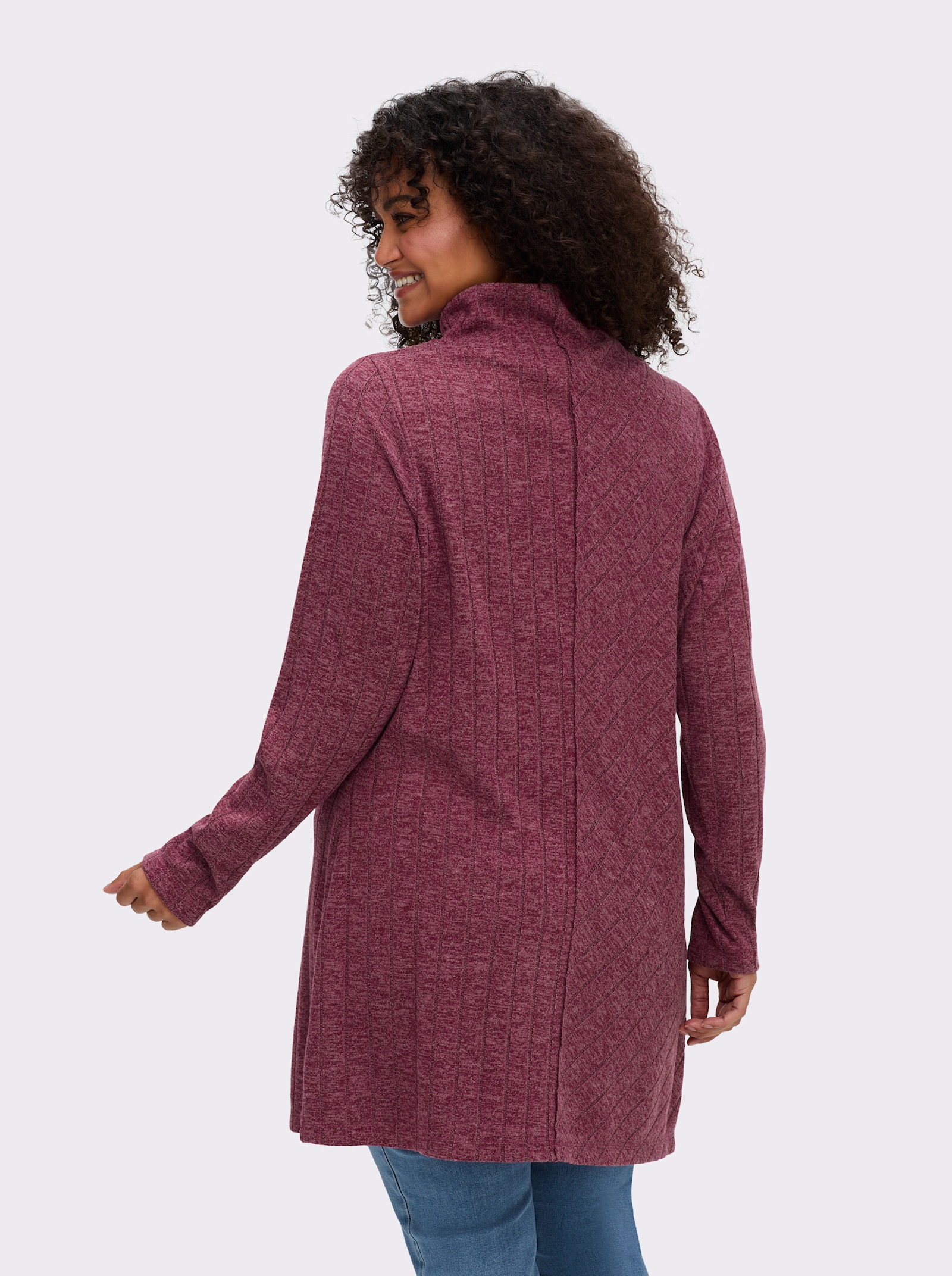 sheego by Joe Browns Longpullover mit hohem Schlitz vorn - bordeaux-meliert