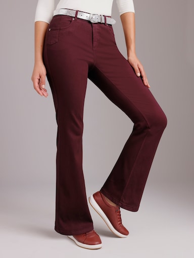 Ascari Stretch-Jeans mit weitem Bein - bordeaux