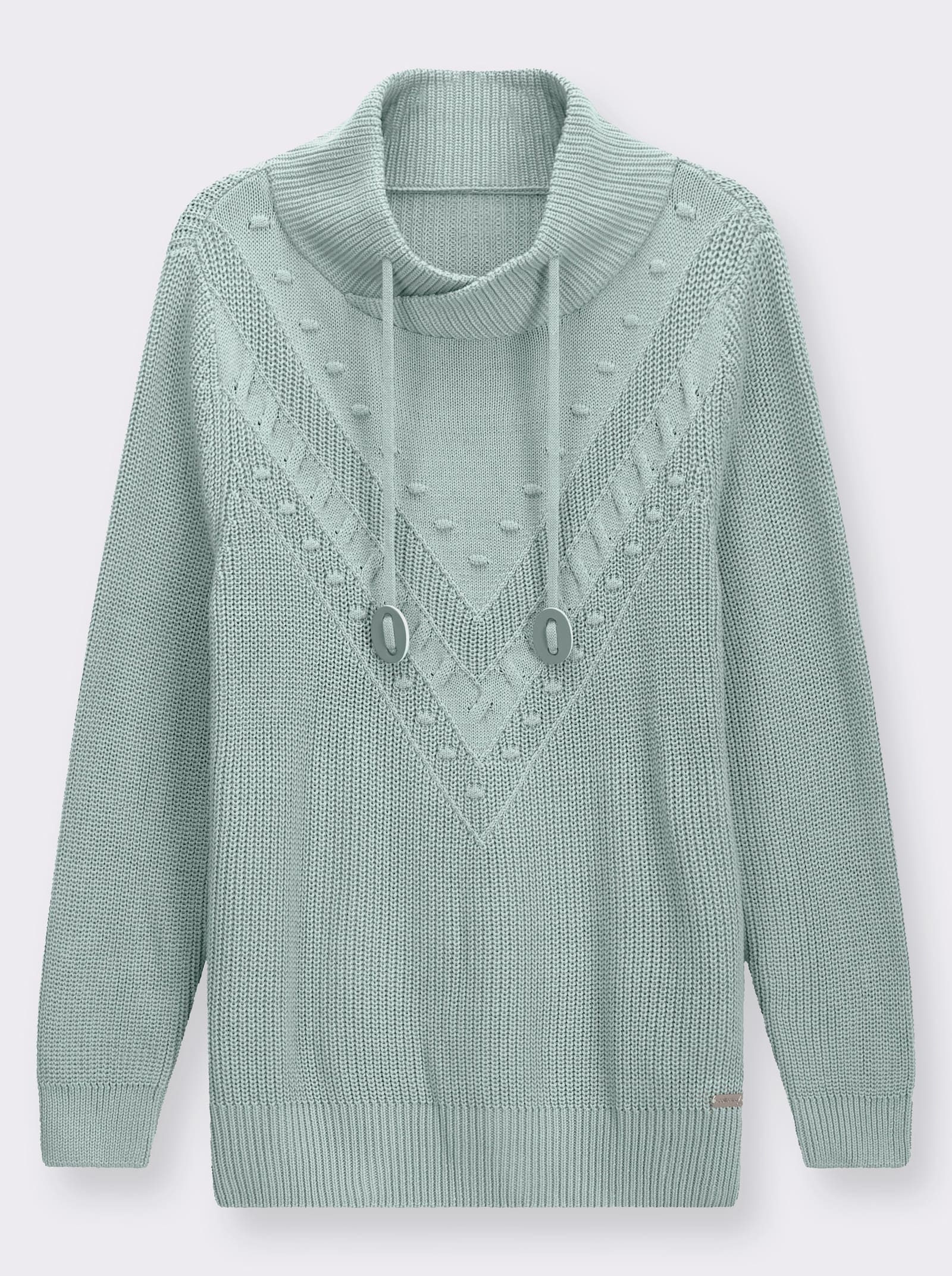 Strickpullover mit überlappendem Stehkragen - kalkmint