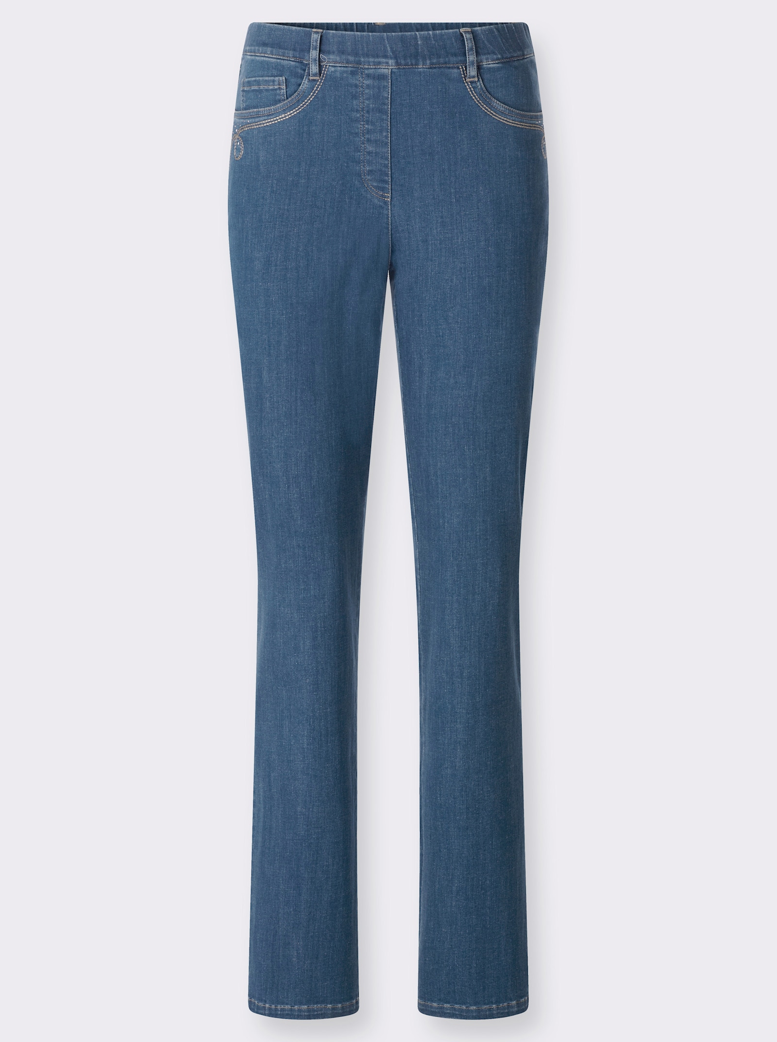 Jeans mit Rundum-Dehnbund - blue-stone-washed