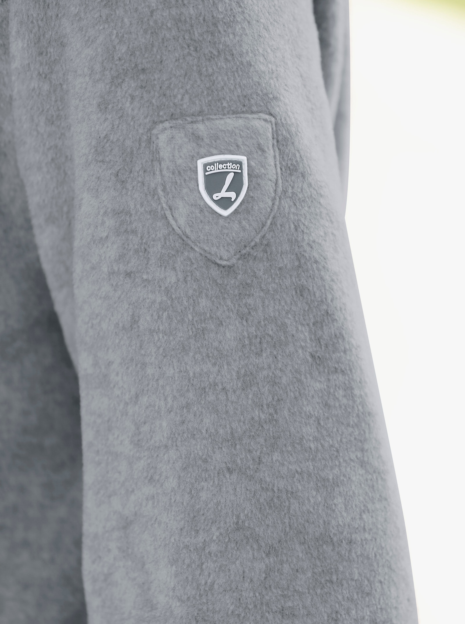 Fleecejack met diagonale ritszakken - lichtgrijs gemêleerd