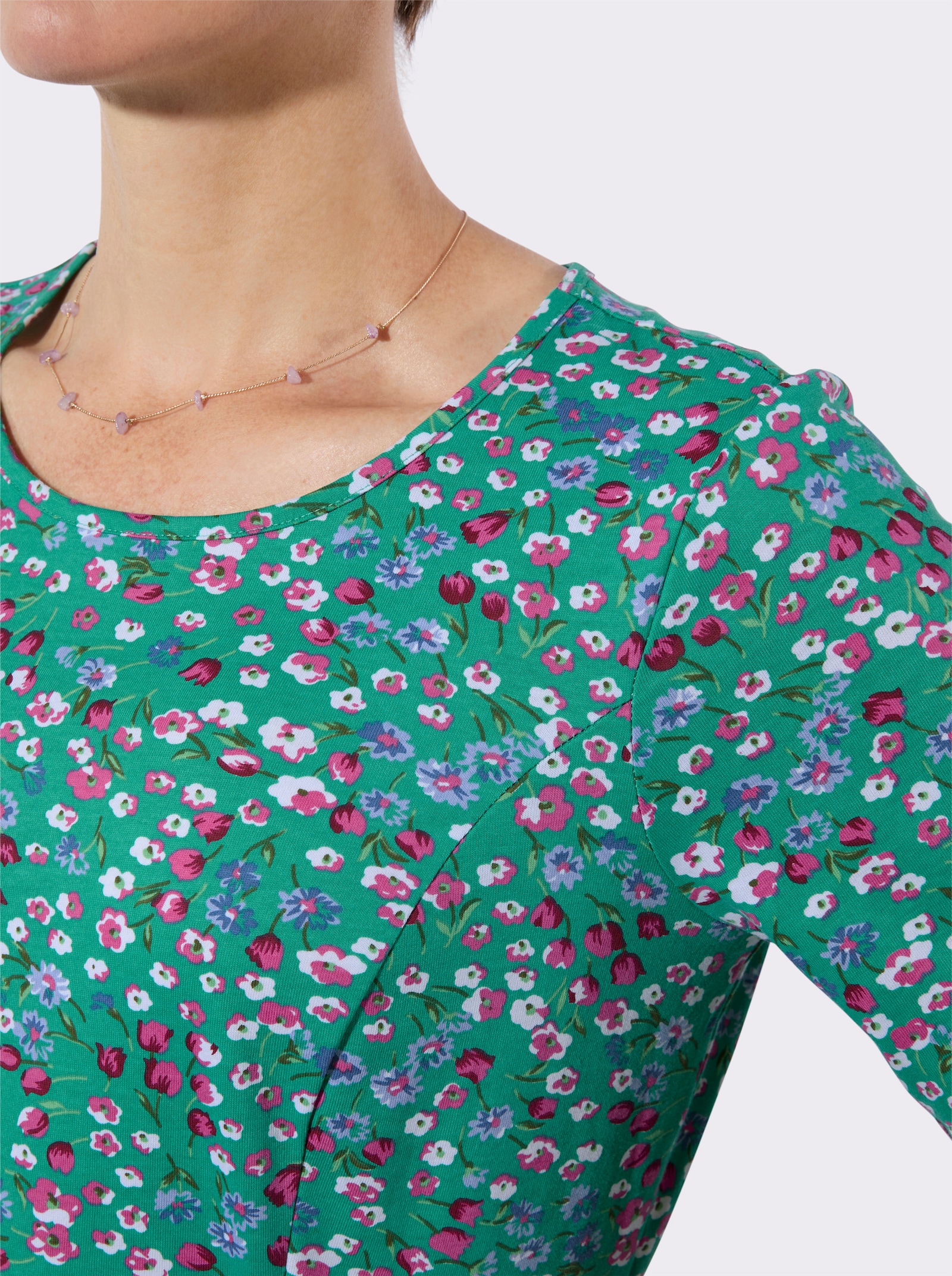 Sommerkleid - smaragd-fuchsia-bedruckt