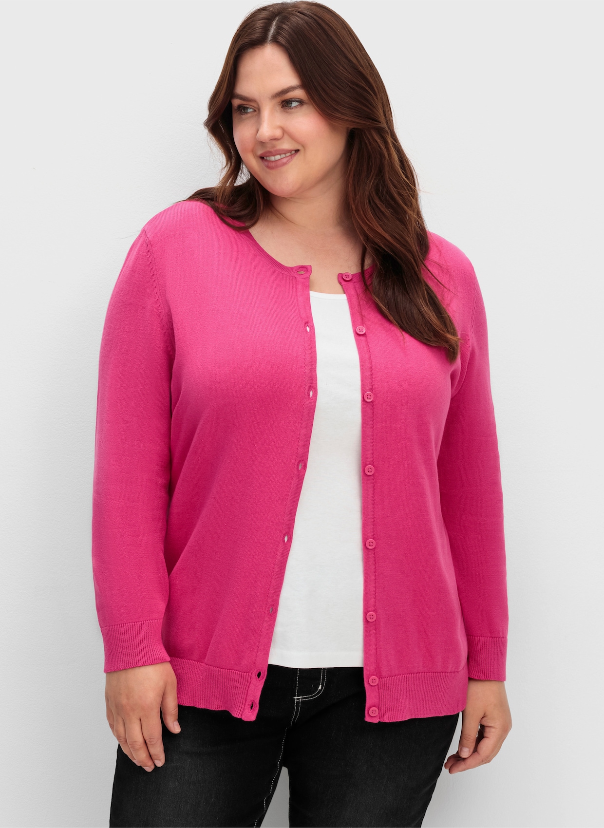 Strickjacke aus reiner Baumwolle - fuchsia