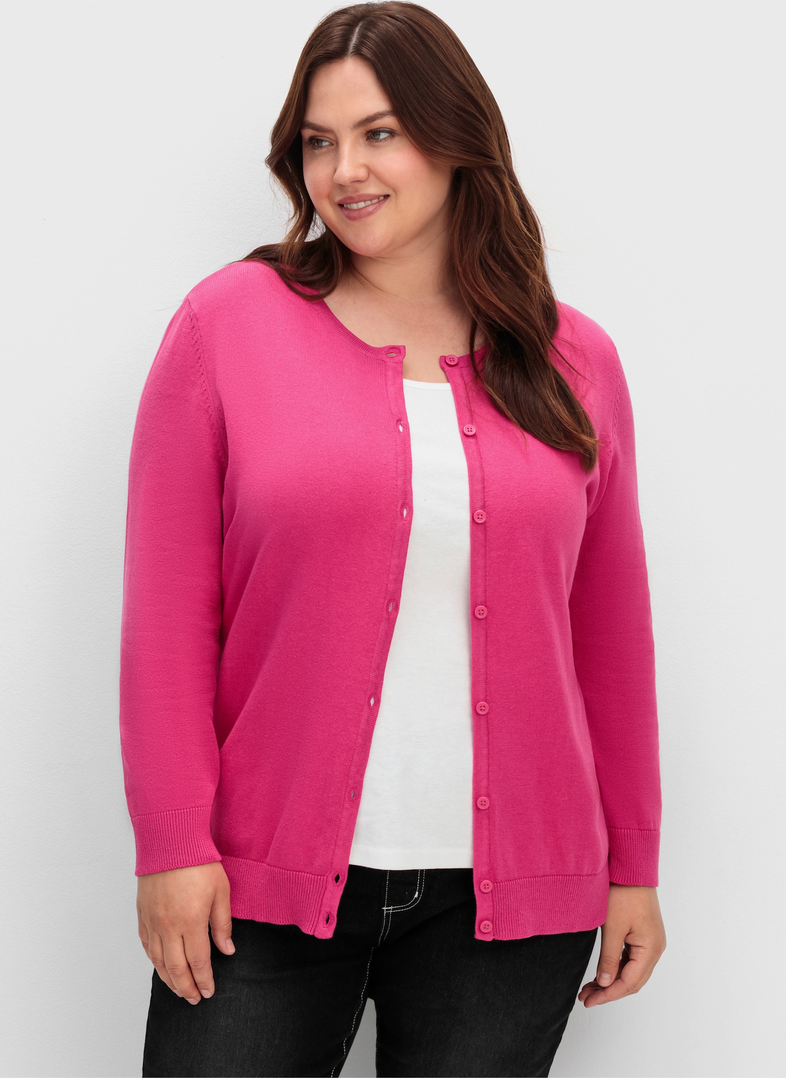 Strickjacke aus reiner Baumwolle - fuchsia