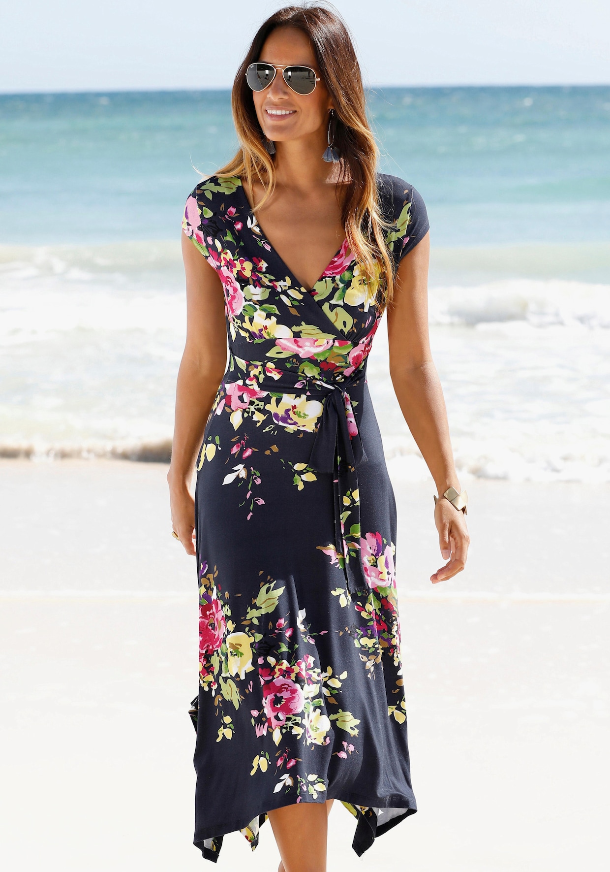 Beachtime Sommerkleid - marine-bedruckt