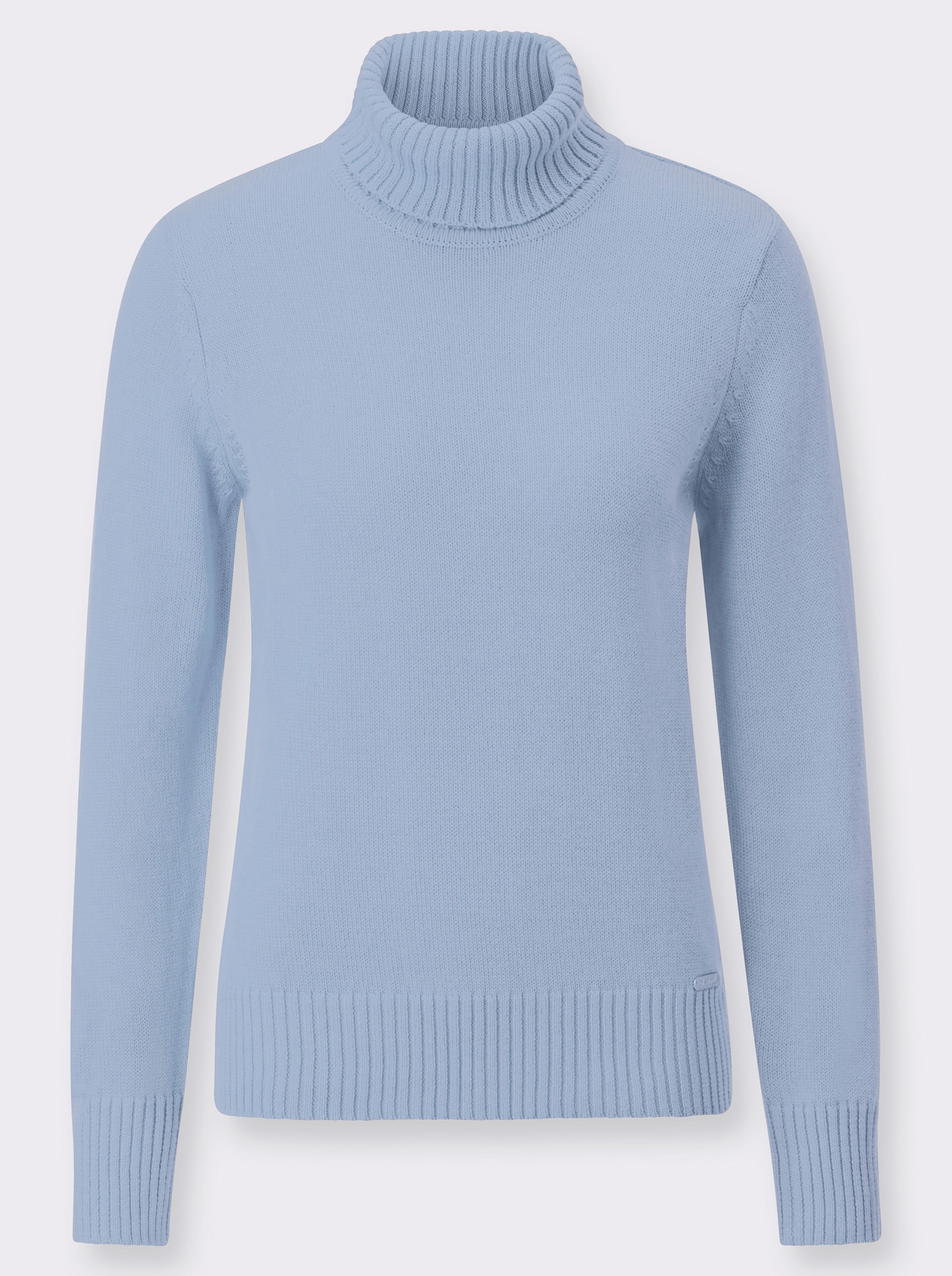 Rollkragenpullover im Baumwoll-Mix - eisblau