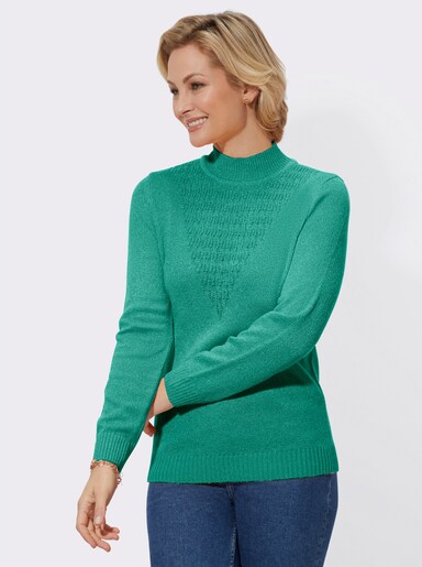 Bouclé-Pullover - blaugrün