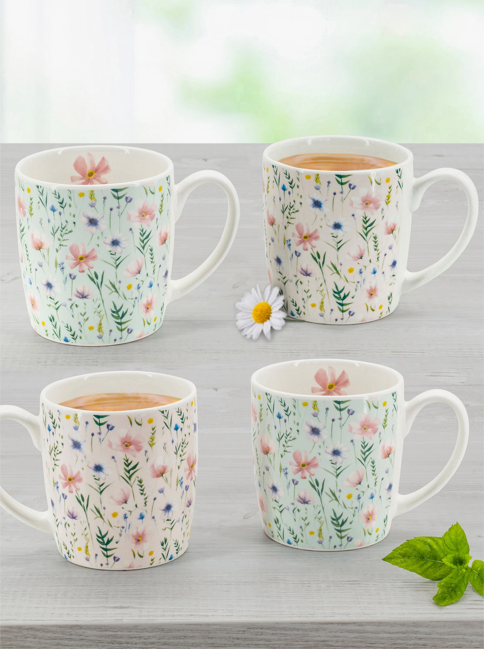 4-tlg. Tassen-Set - weiß